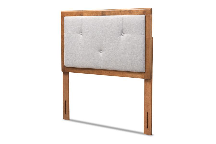 Abner Modern and Contemporary Transitional Light Fabric Upholstered and Finished Wood Headboard