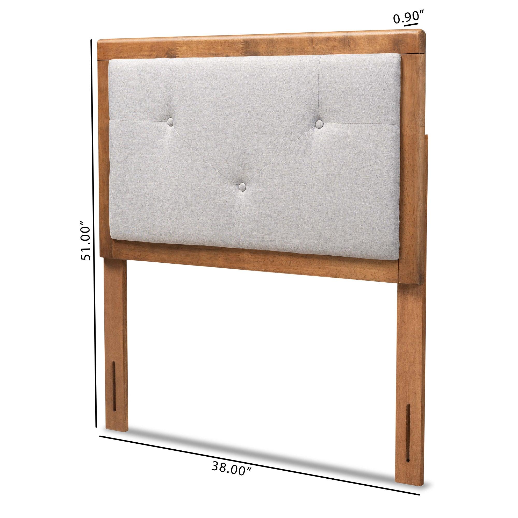 Abner Modern and Contemporary Transitional Light Fabric Upholstered and Finished Wood Headboard