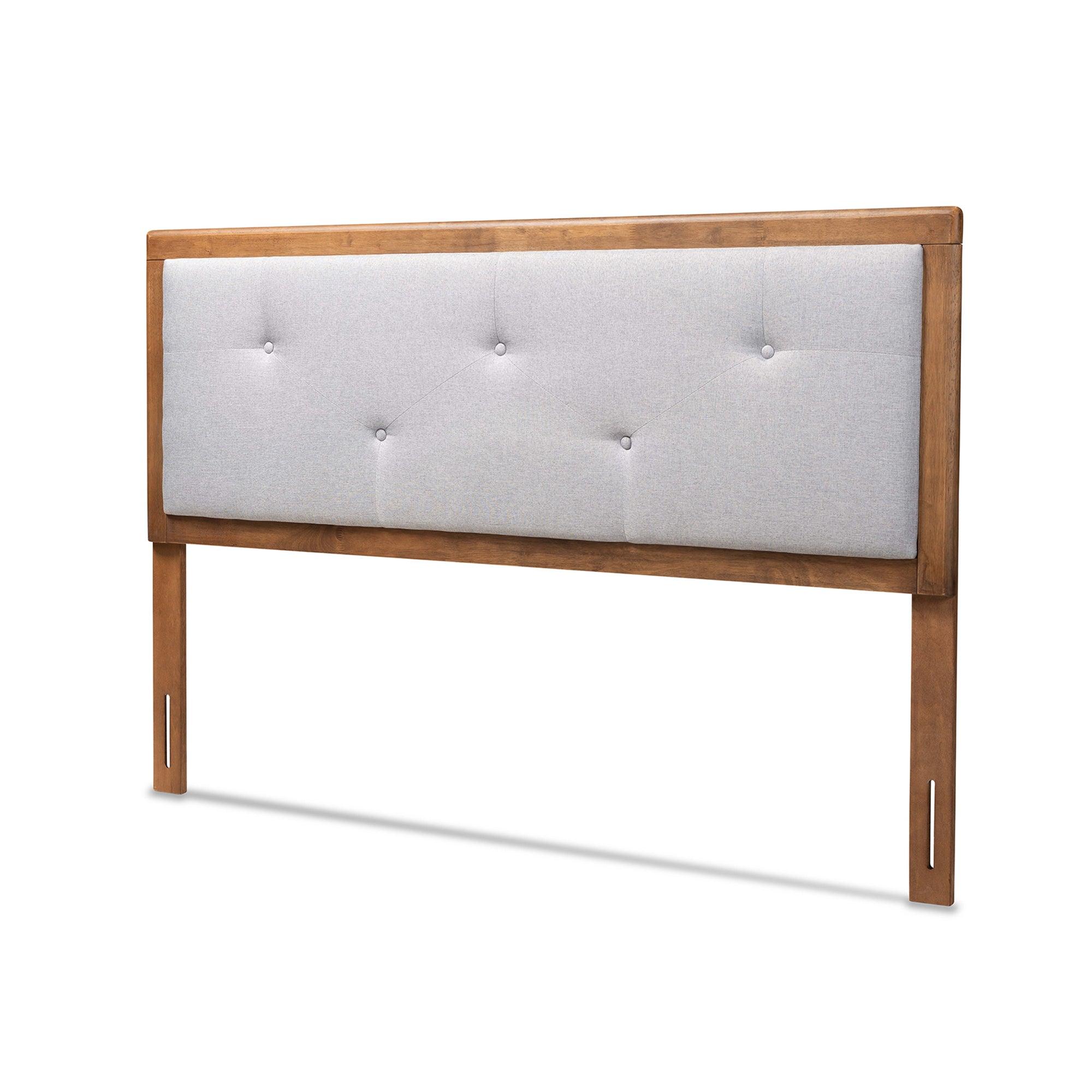 Abner Modern and Contemporary Transitional Light Fabric Upholstered and Finished Wood Headboard