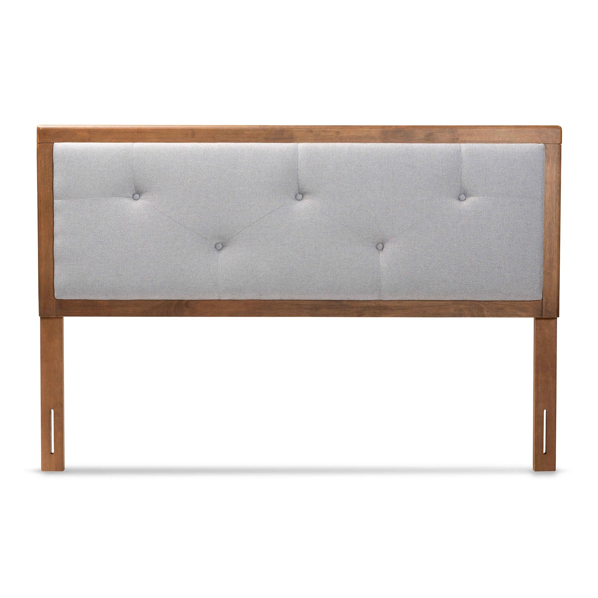 Abner Modern and Contemporary Transitional Light Fabric Upholstered and Finished Wood Headboard