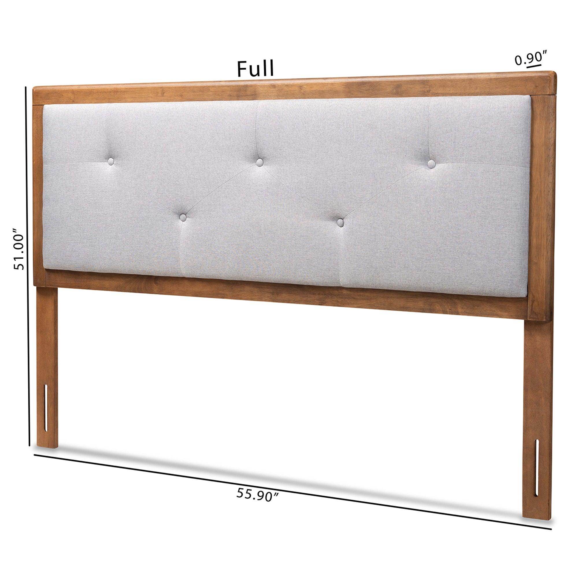 Abner Modern and Contemporary Transitional Light Fabric Upholstered and Finished Wood Headboard