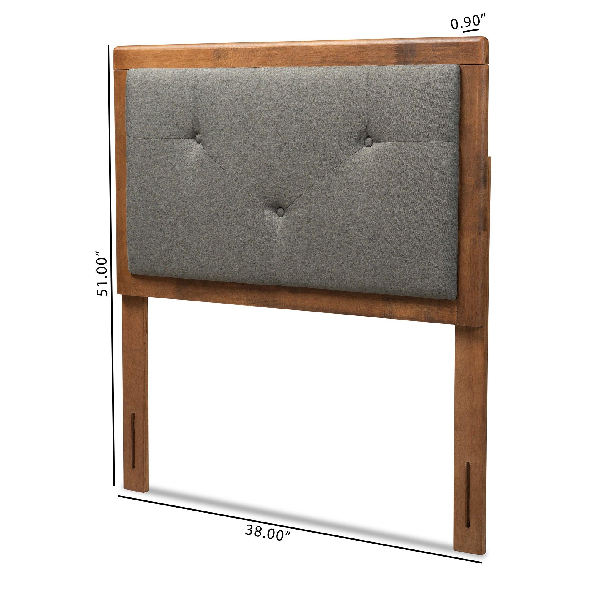 Abner Modern and Contemporary Transitional Dark Fabric Upholstered and Finished Wood Headboard