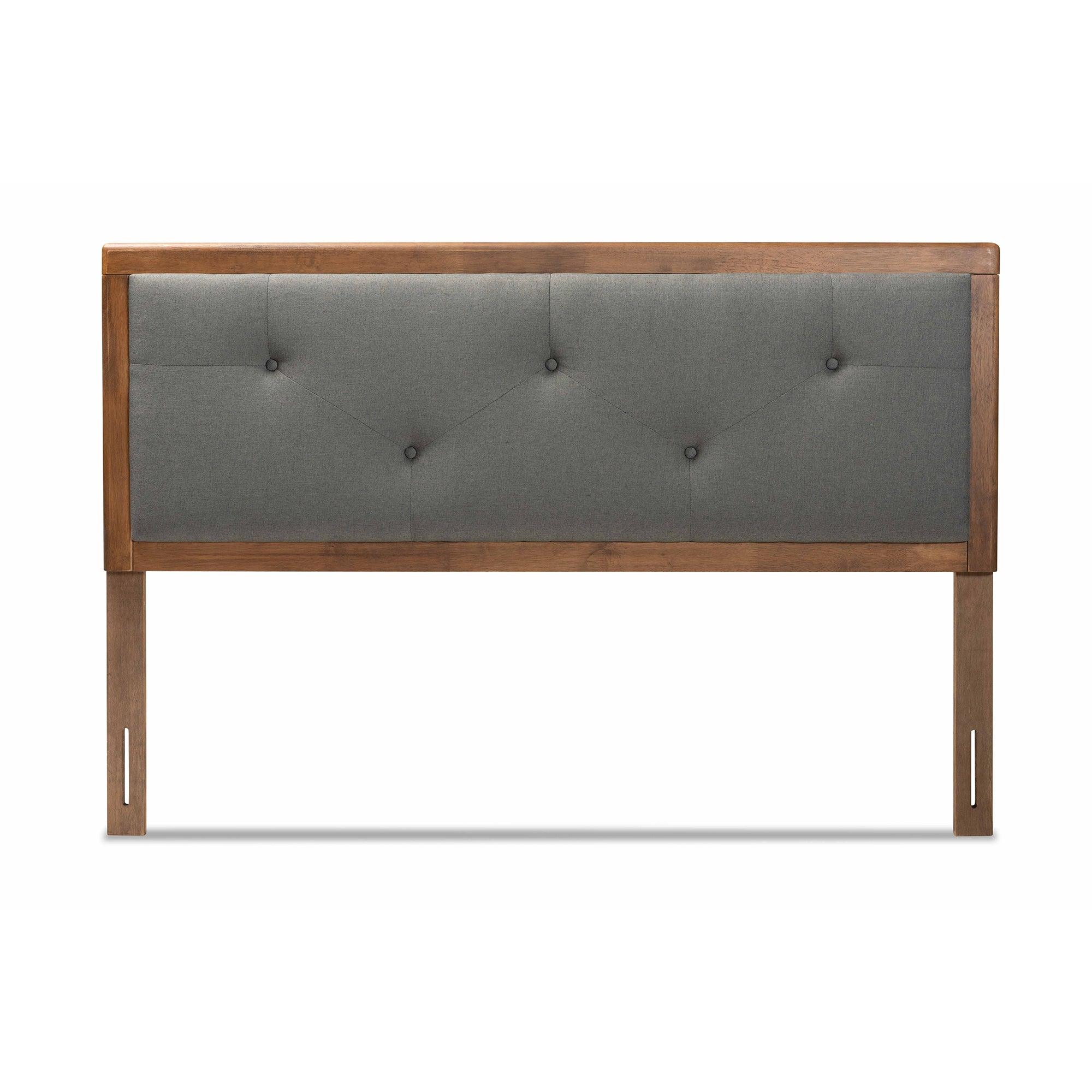 Abner Modern and Contemporary Transitional Dark Fabric Upholstered and Finished Wood Headboard