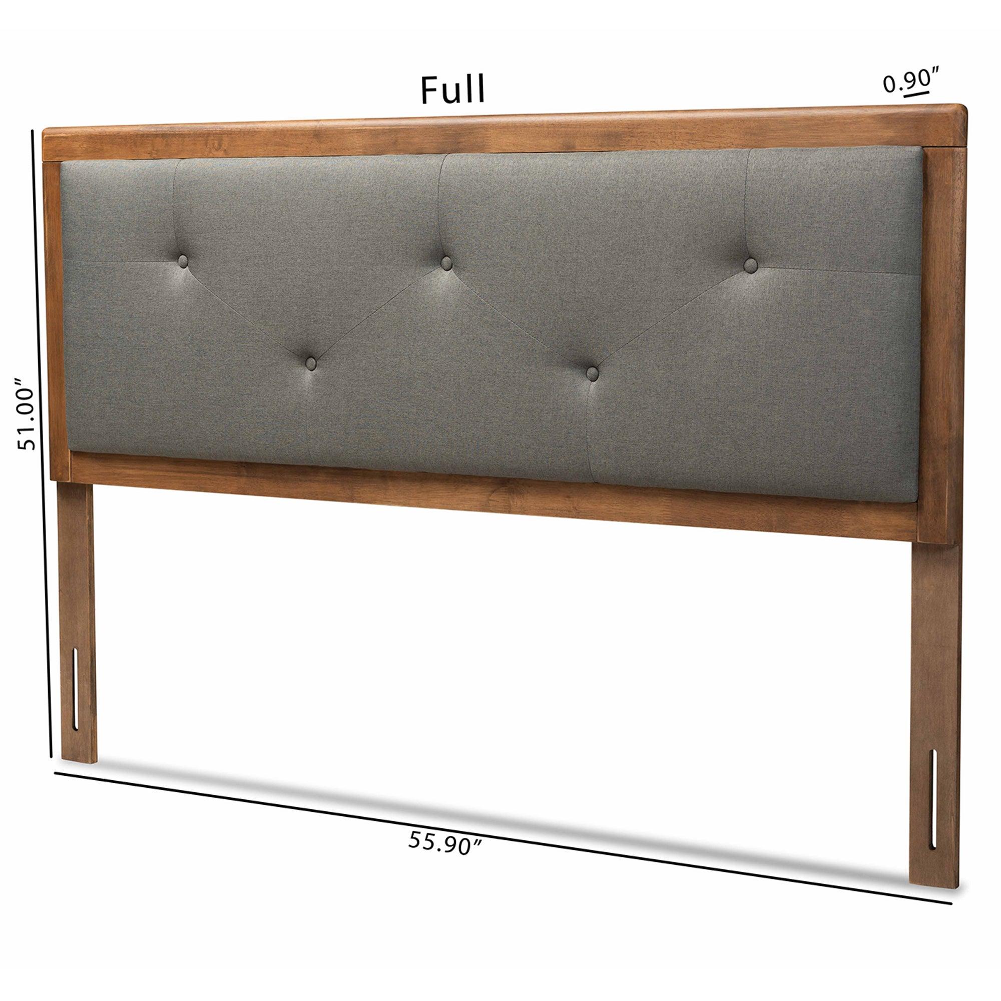 Abner Modern and Contemporary Transitional Dark Fabric Upholstered and Finished Wood Headboard