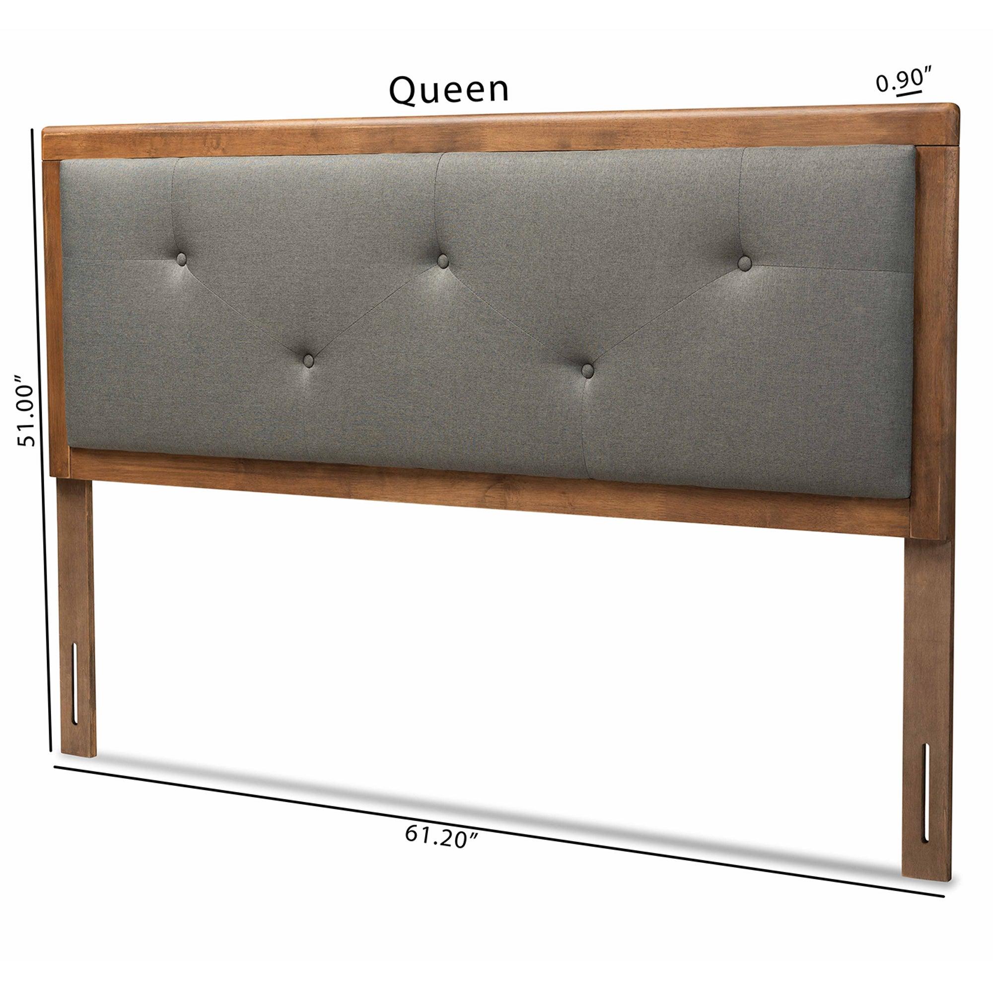 Abner Modern and Contemporary Transitional Dark Fabric Upholstered and Finished Wood Headboard