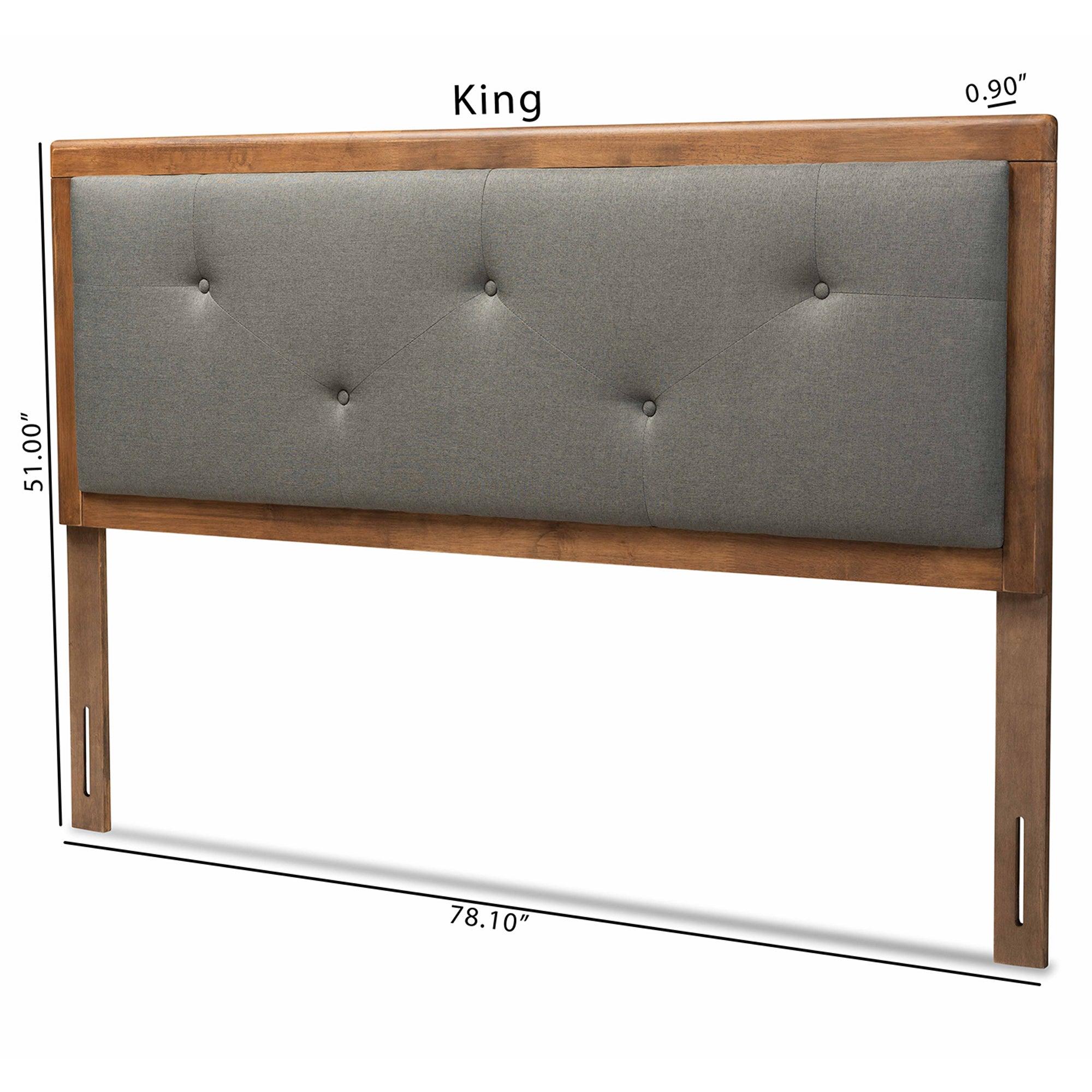 Abner Modern and Contemporary Transitional Dark Fabric Upholstered and Finished Wood Headboard