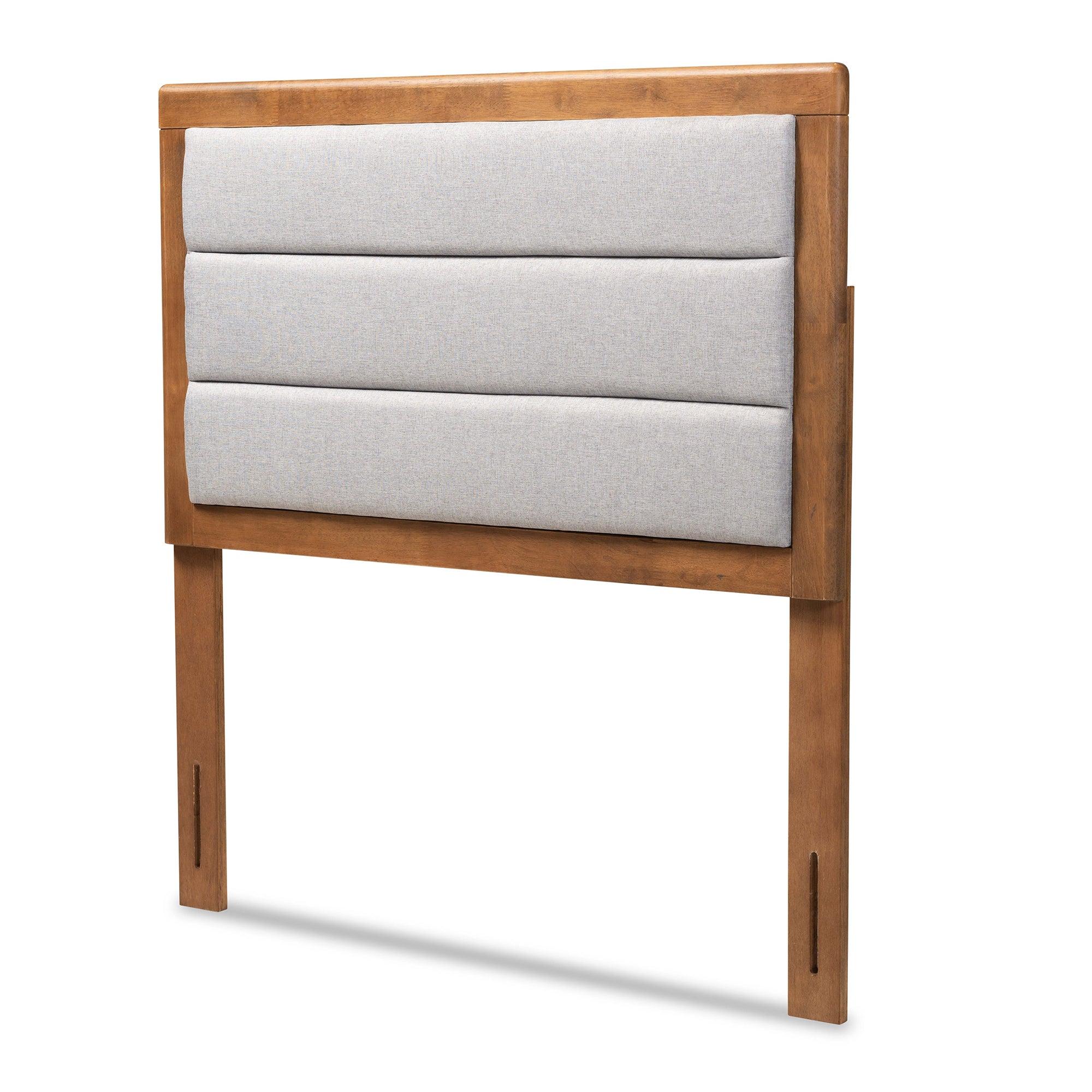 Dexter Modern and Contemporary Light Fabric Upholstered and Finished Wood Headboard