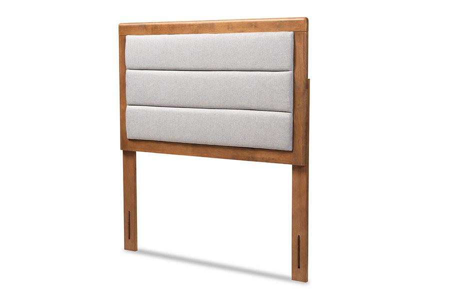 Dexter Modern and Contemporary Light Fabric Upholstered and Finished Wood Headboard