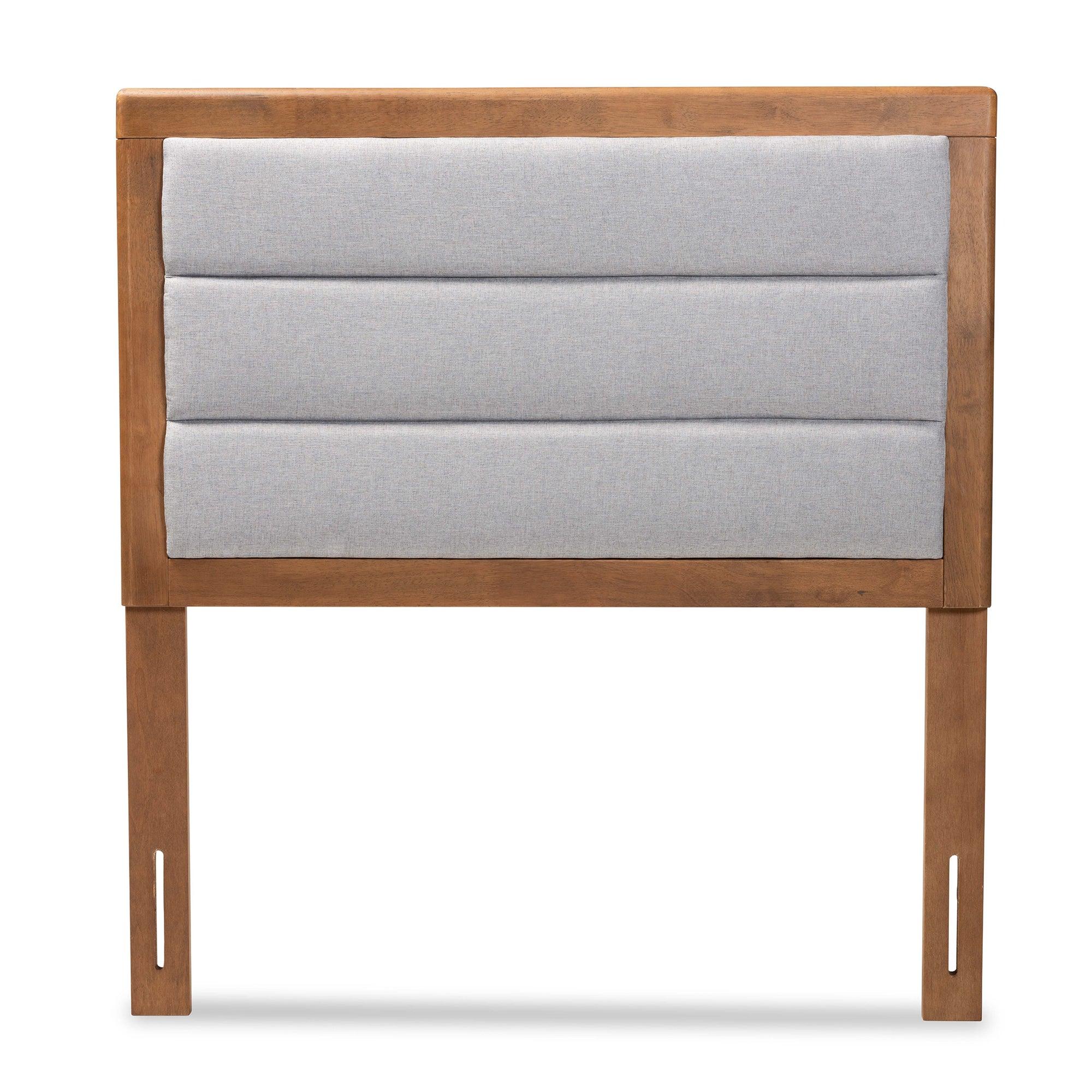 Dexter Modern and Contemporary Light Fabric Upholstered and Finished Wood Headboard