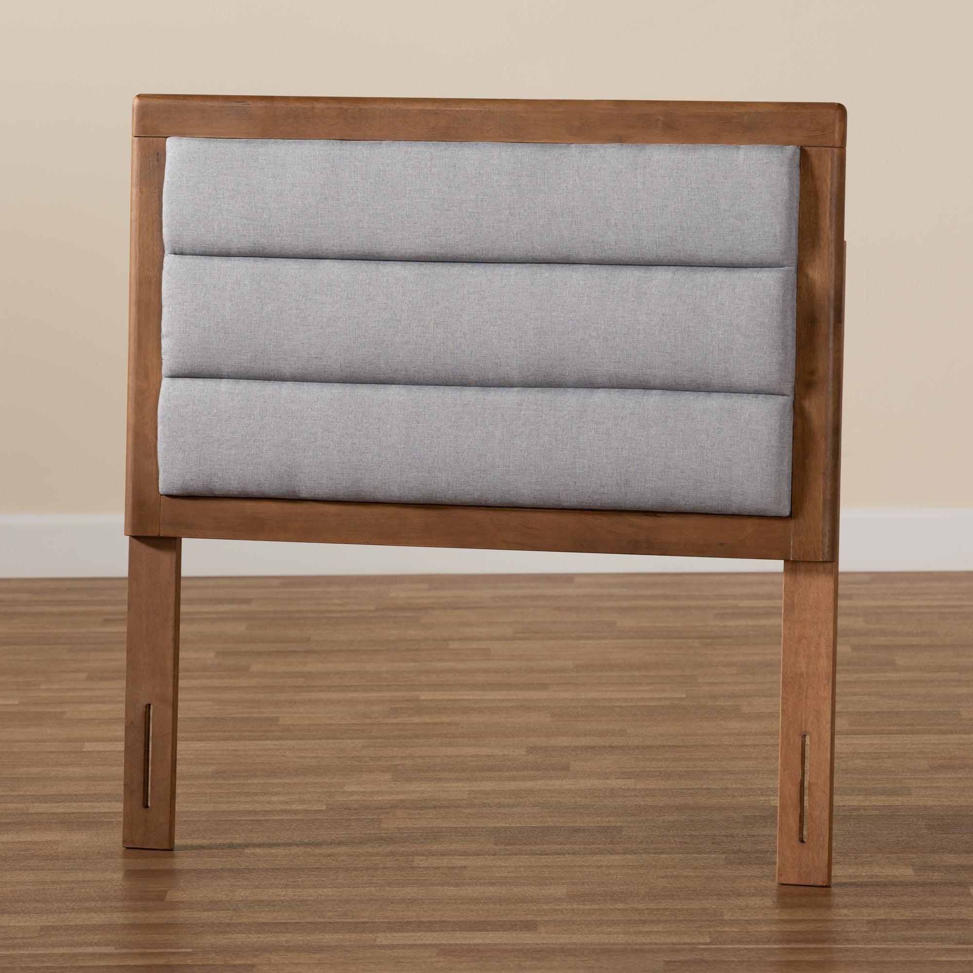 Dexter Modern and Contemporary Light Fabric Upholstered and Finished Wood Headboard