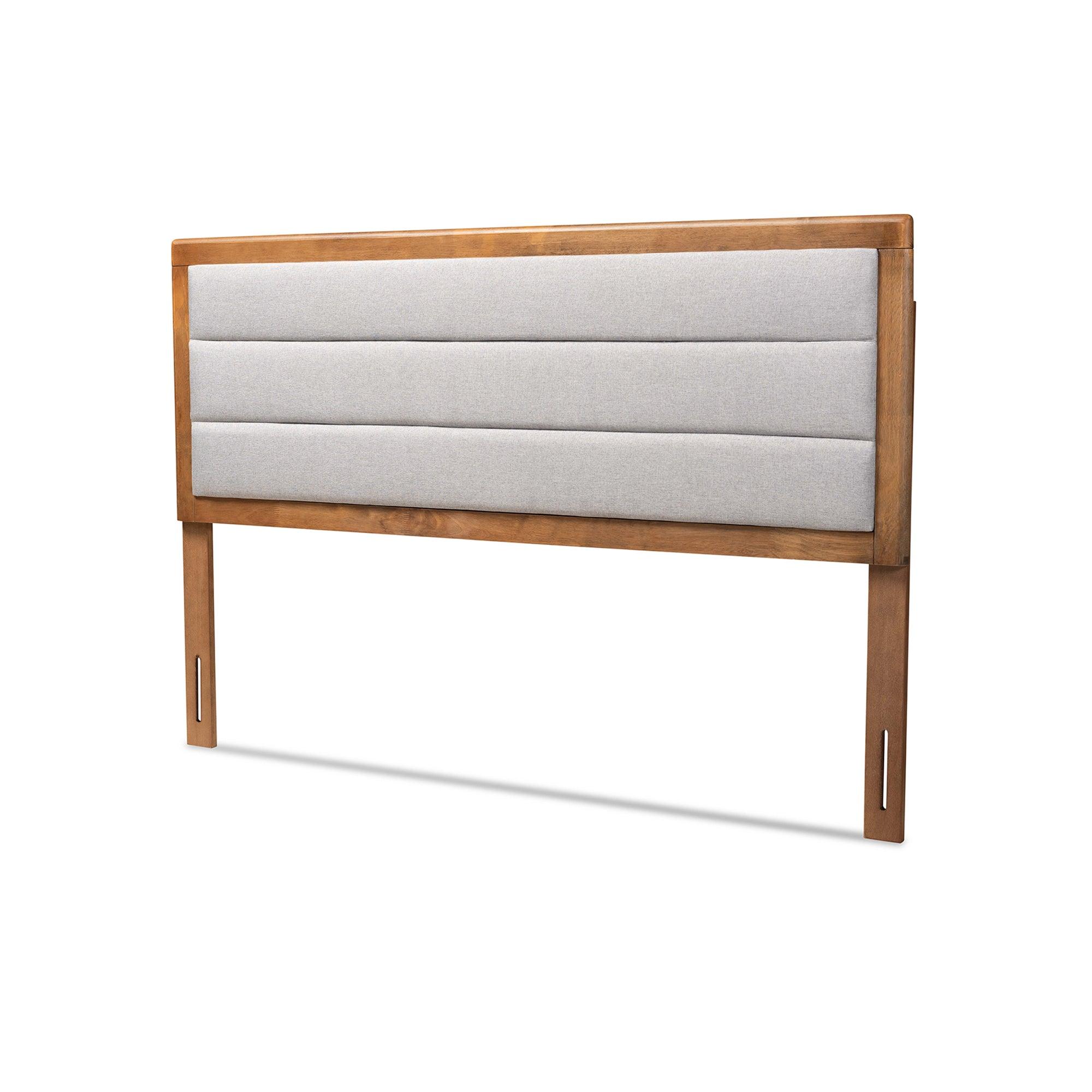 Dexter Modern and Contemporary Light Fabric Upholstered and Finished Wood Headboard