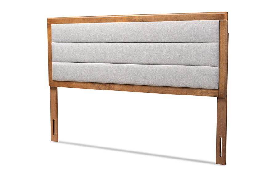 Dexter Modern and Contemporary Light Fabric Upholstered and Finished Wood Headboard