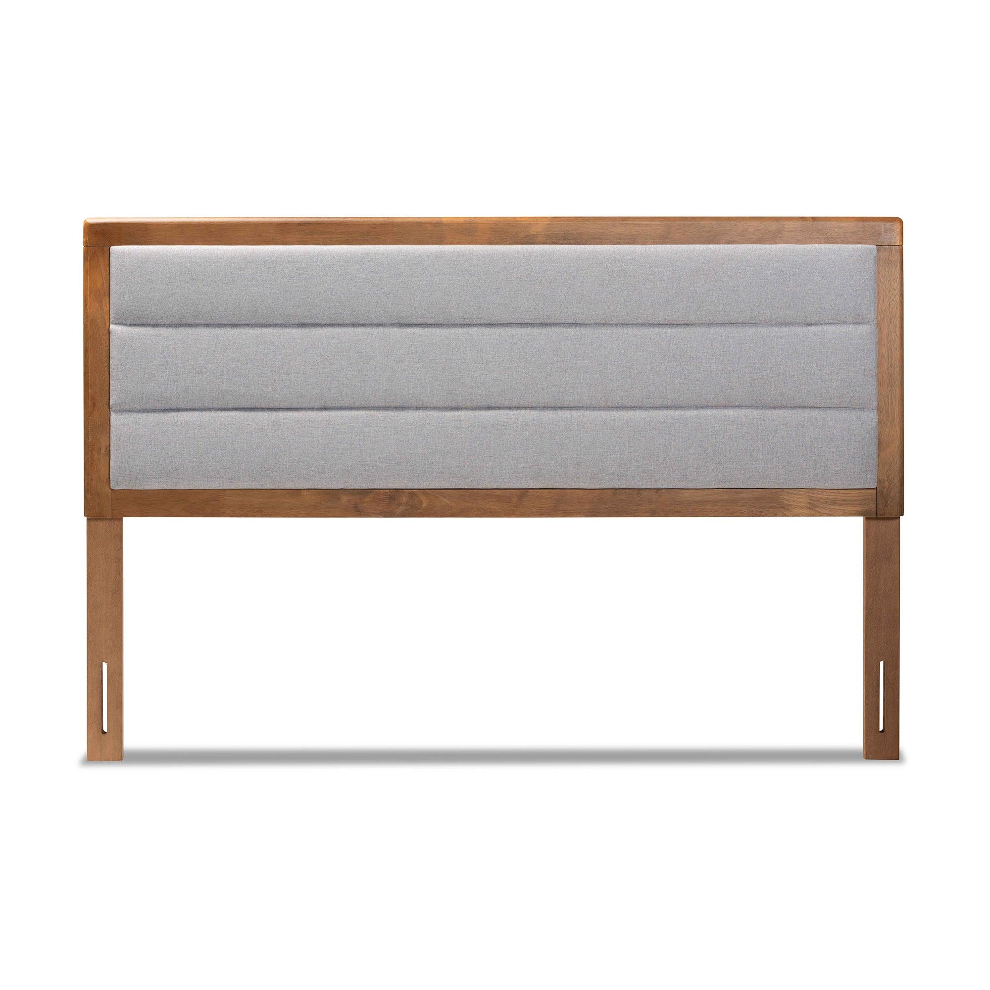 Dexter Modern and Contemporary Light Fabric Upholstered and Finished Wood Headboard