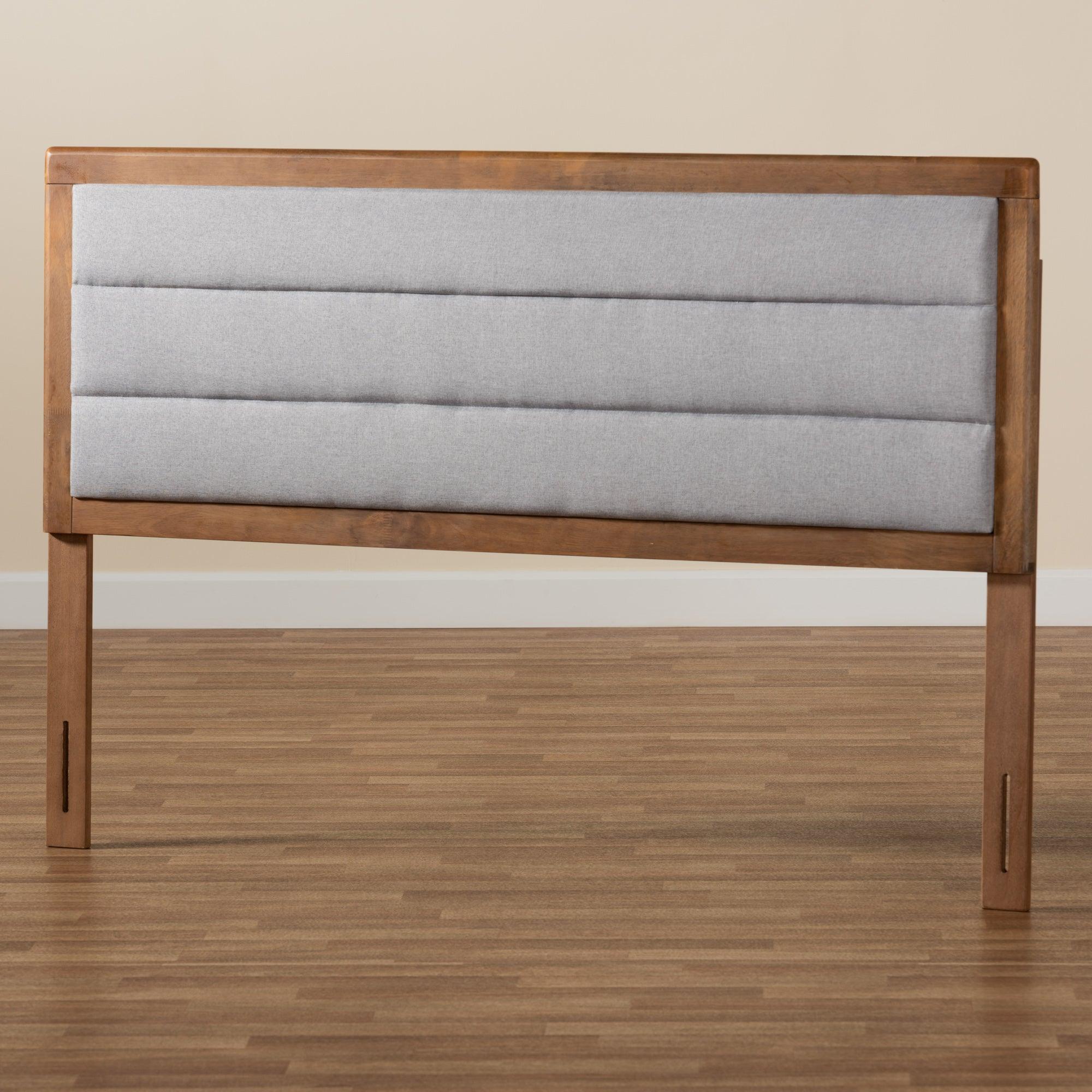 Dexter Modern and Contemporary Light Fabric Upholstered and Finished Wood Headboard