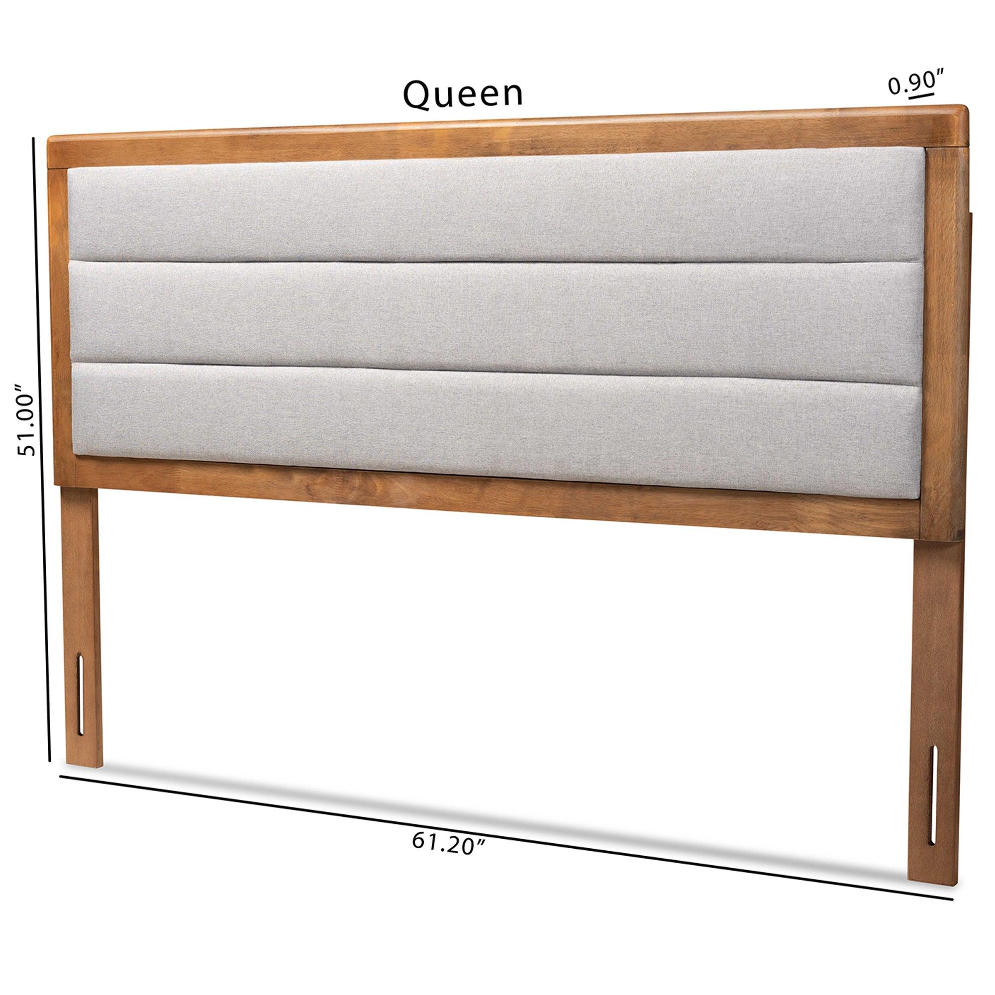 Dexter Modern and Contemporary Light Fabric Upholstered and Finished Wood Headboard