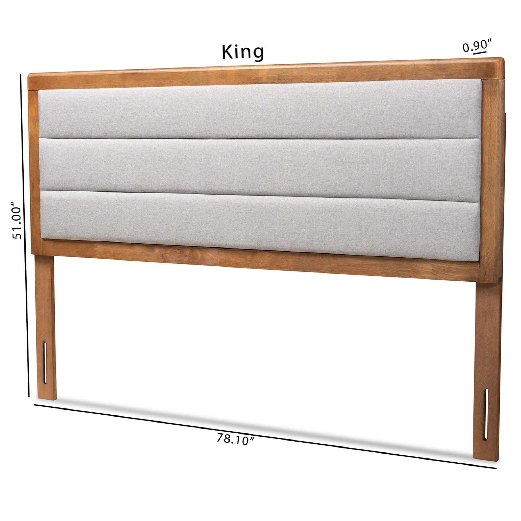 Dexter Modern and Contemporary Light Fabric Upholstered and Finished Wood Headboard