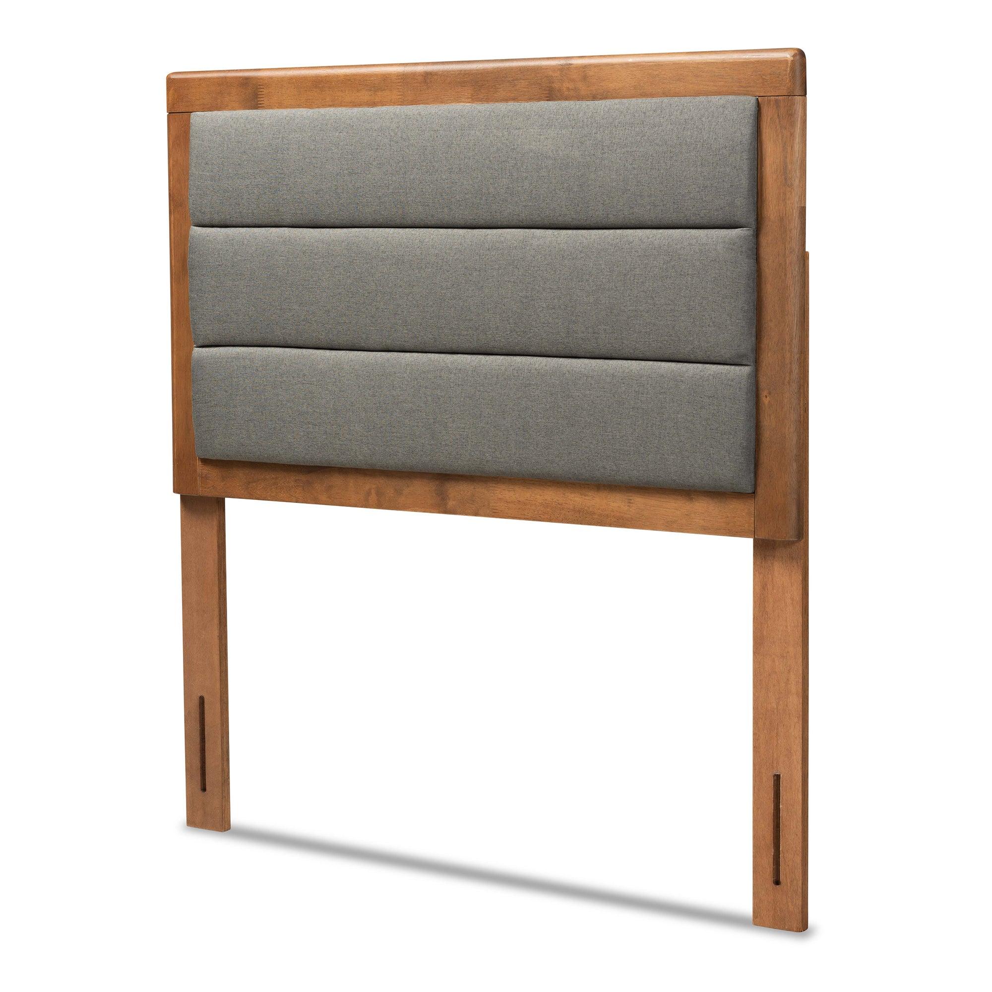 Dexter Modern and Contemporary Dark Fabric Upholstered and Finished Wood Headboard