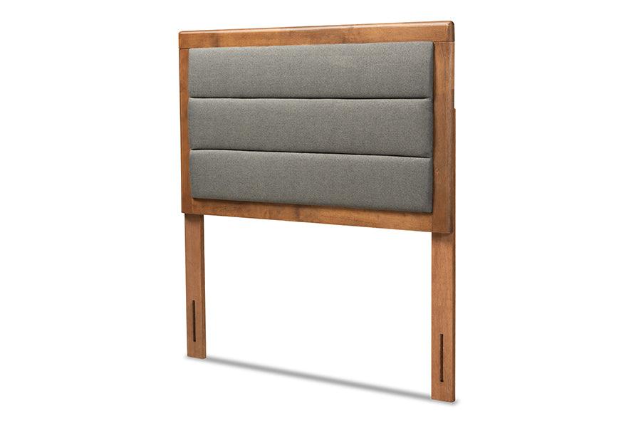 Dexter Modern and Contemporary Dark Fabric Upholstered and Finished Wood Headboard