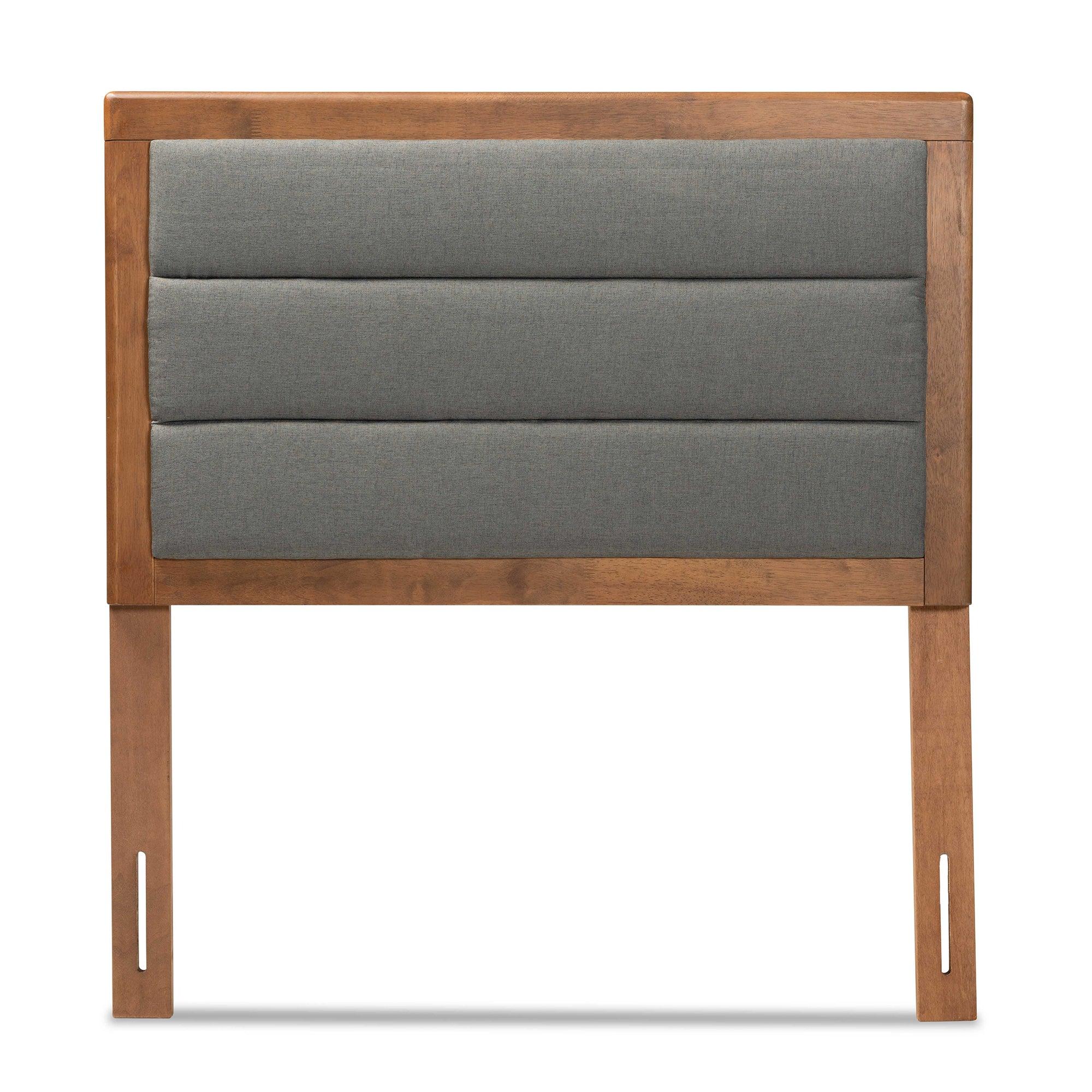 Dexter Modern and Contemporary Dark Fabric Upholstered and Finished Wood Headboard