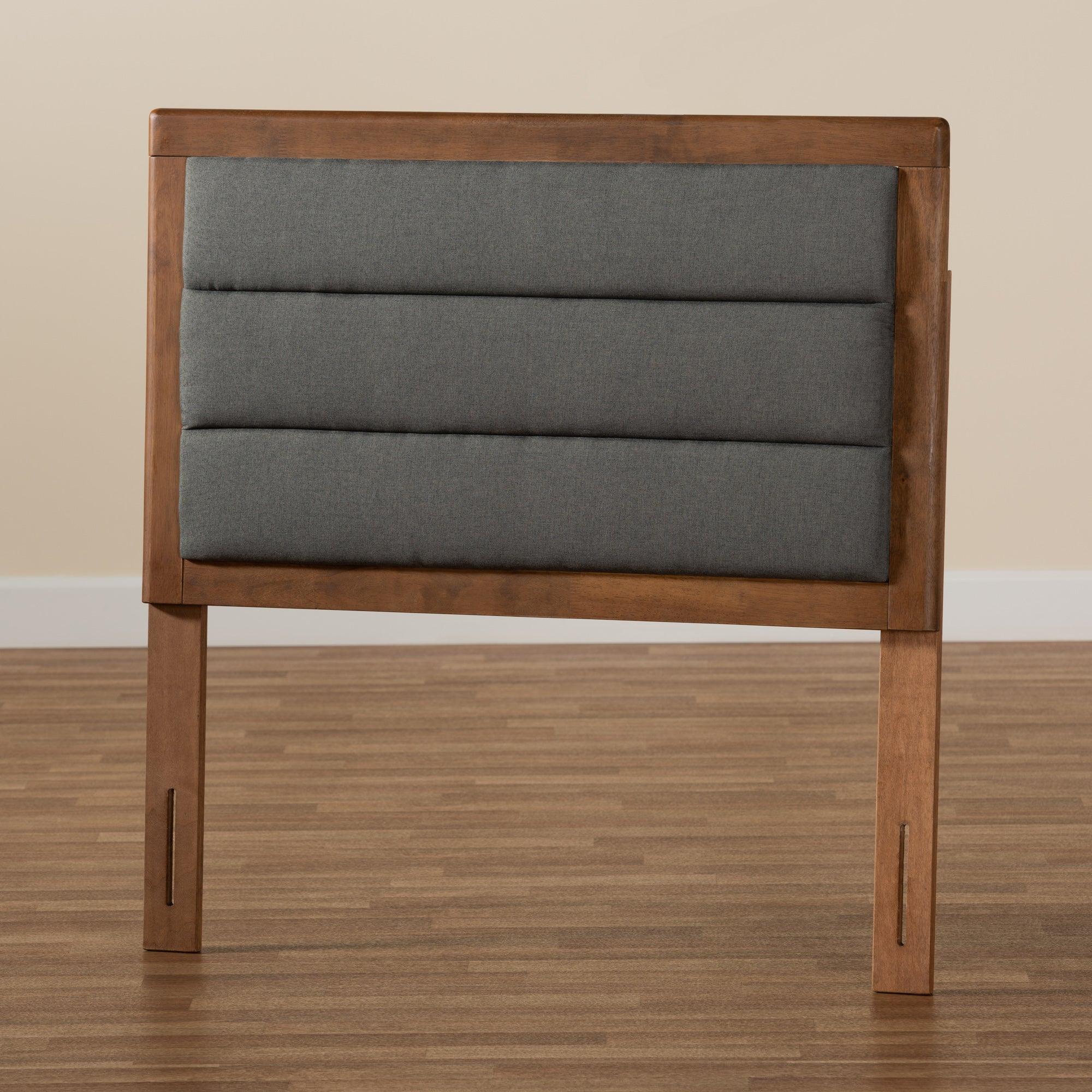 Dexter Modern and Contemporary Dark Fabric Upholstered and Finished Wood Headboard