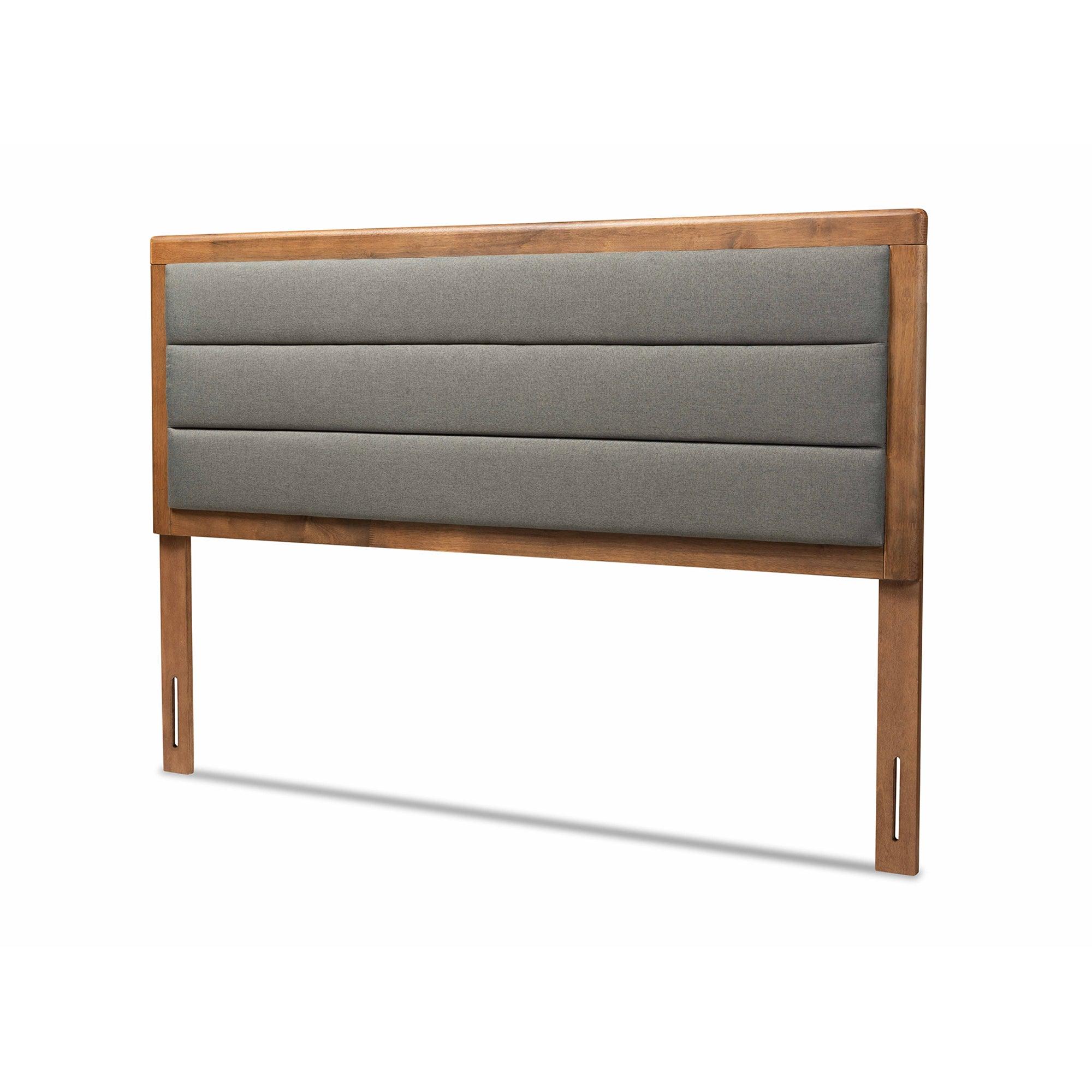 Dexter Modern and Contemporary Dark Fabric Upholstered and Finished Wood Headboard