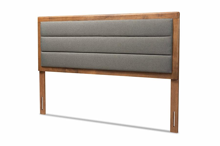 Dexter Modern and Contemporary Dark Fabric Upholstered and Finished Wood Headboard