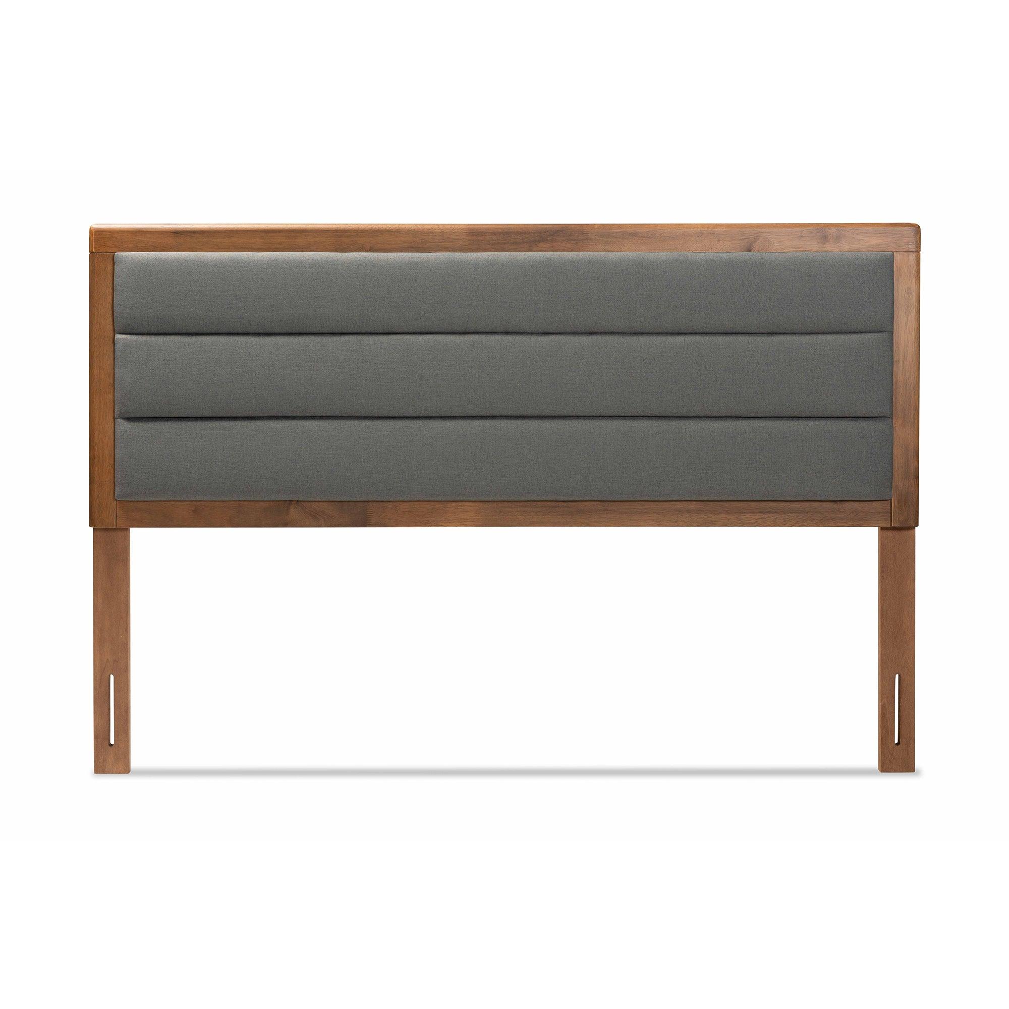 Dexter Modern and Contemporary Dark Fabric Upholstered and Finished Wood Headboard