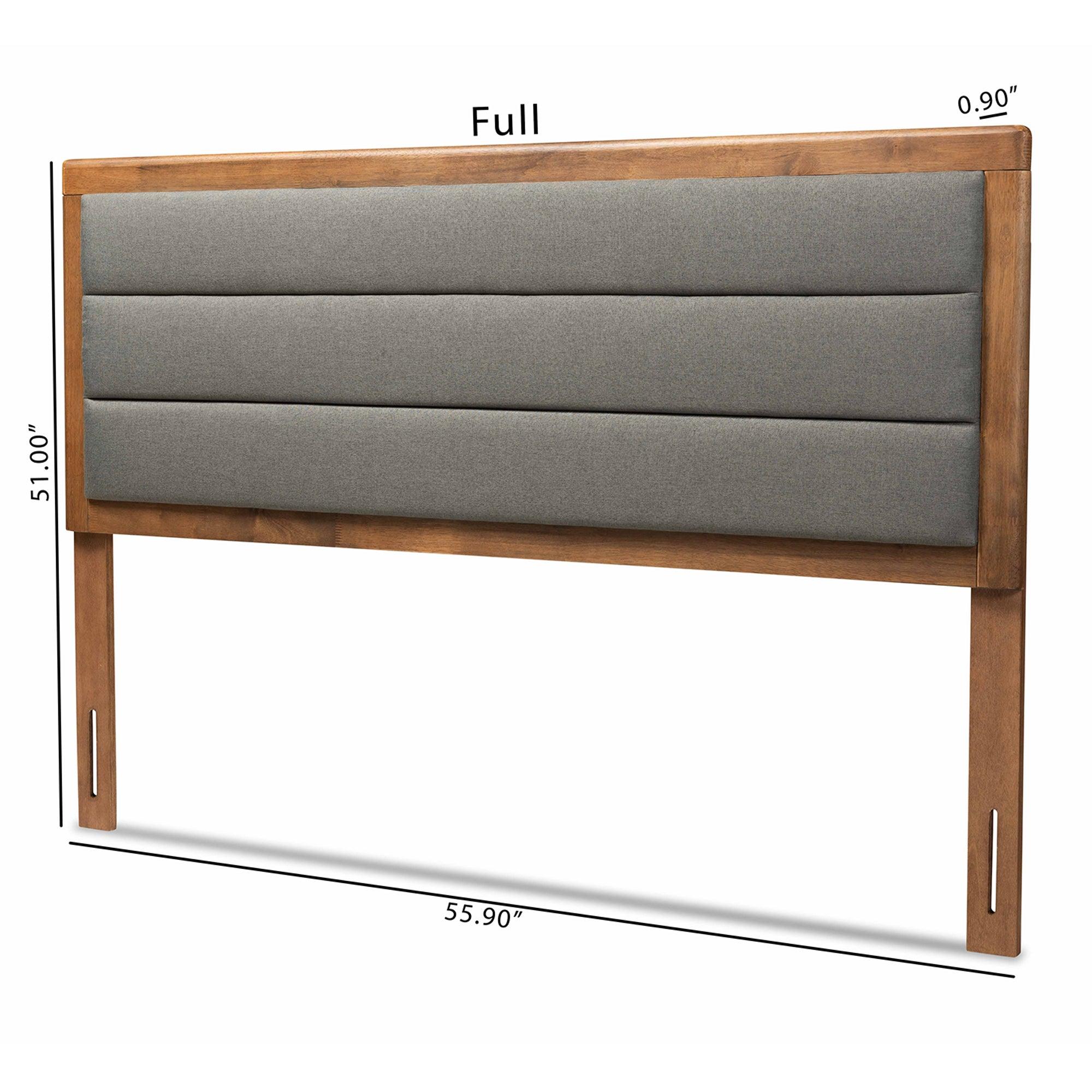 Dexter Modern and Contemporary Dark Fabric Upholstered and Finished Wood Headboard