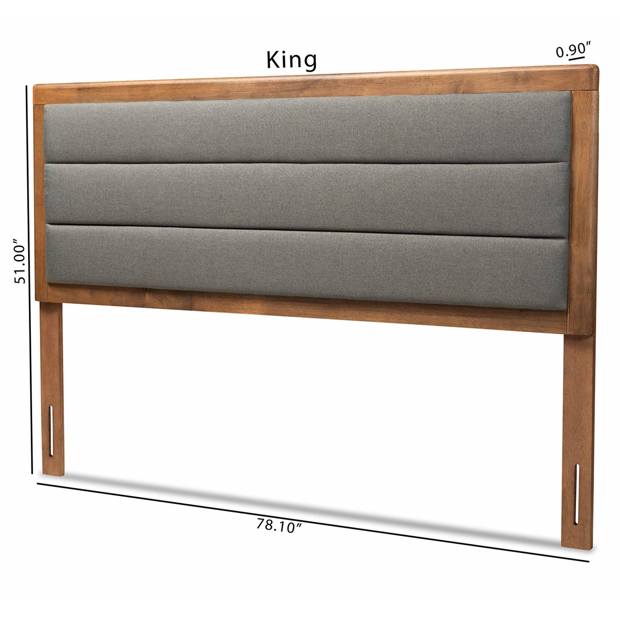 Dexter Modern and Contemporary Dark Fabric Upholstered and Finished Wood Headboard