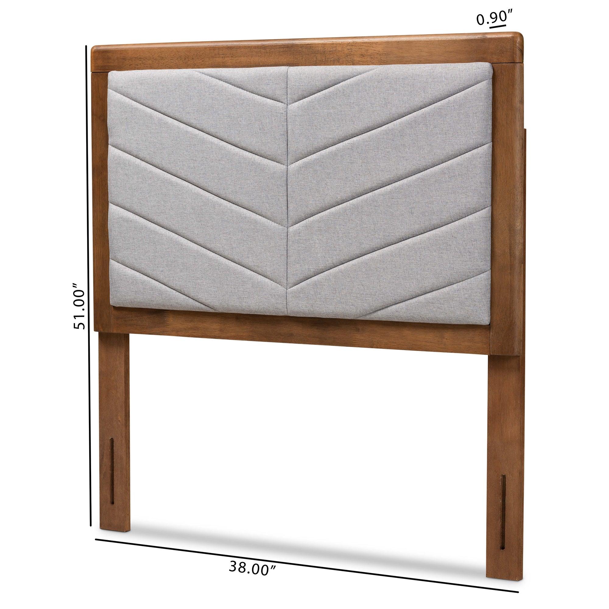 Iden Modern and Contemporary Light Fabric Upholstered and Finished Wood Headboard