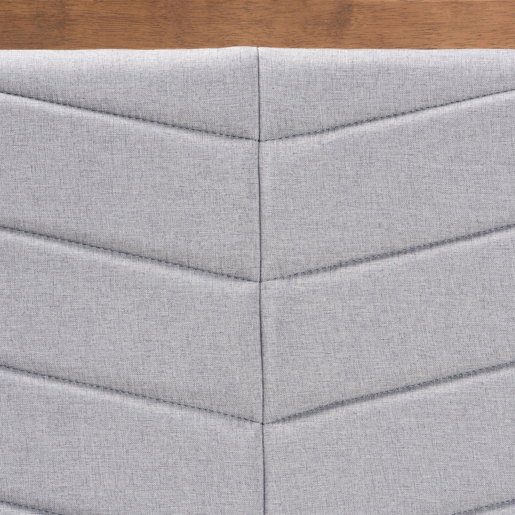 Iden Modern and Contemporary Light Fabric Upholstered and Finished Wood Headboard