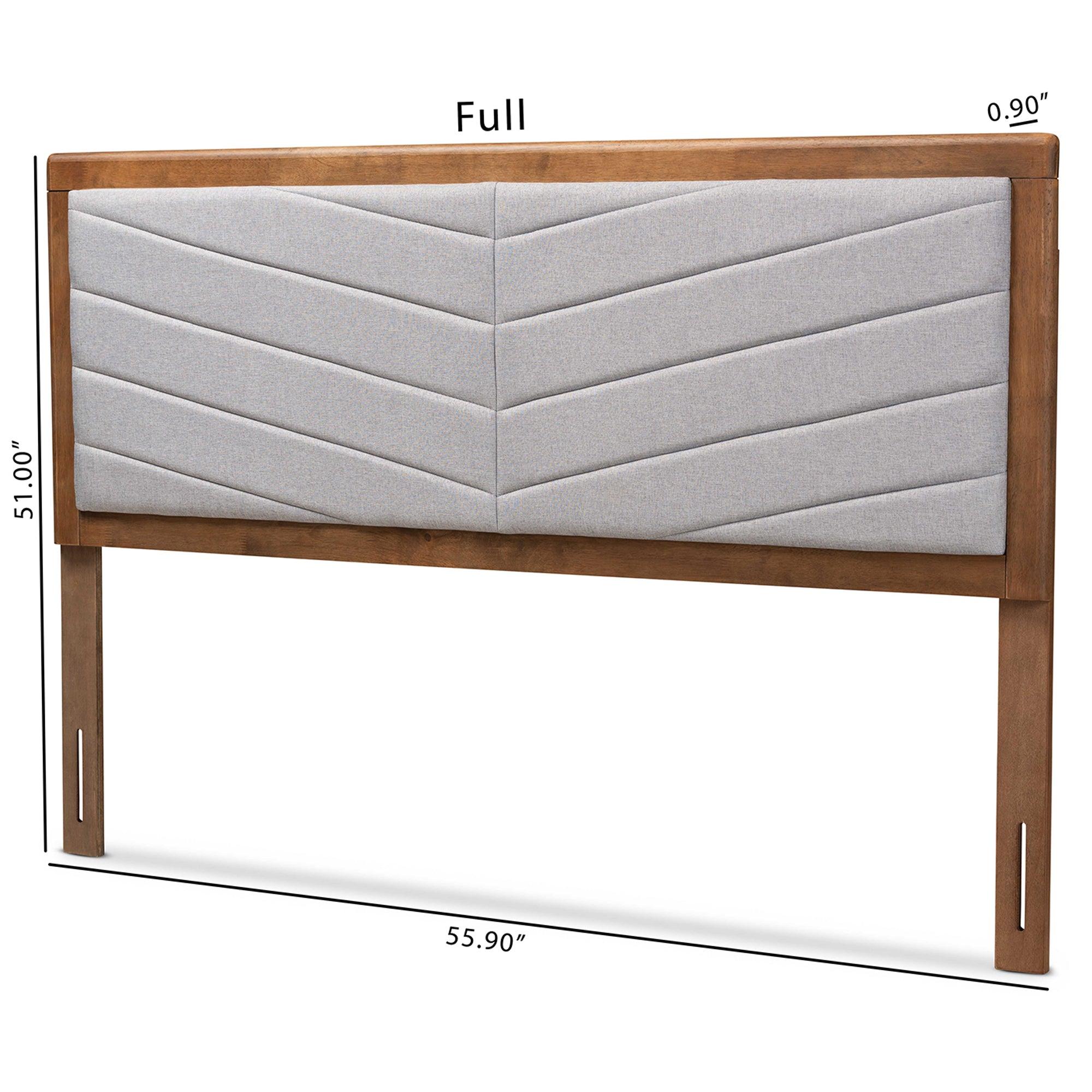 Iden Modern and Contemporary Light Fabric Upholstered and Finished Wood Headboard