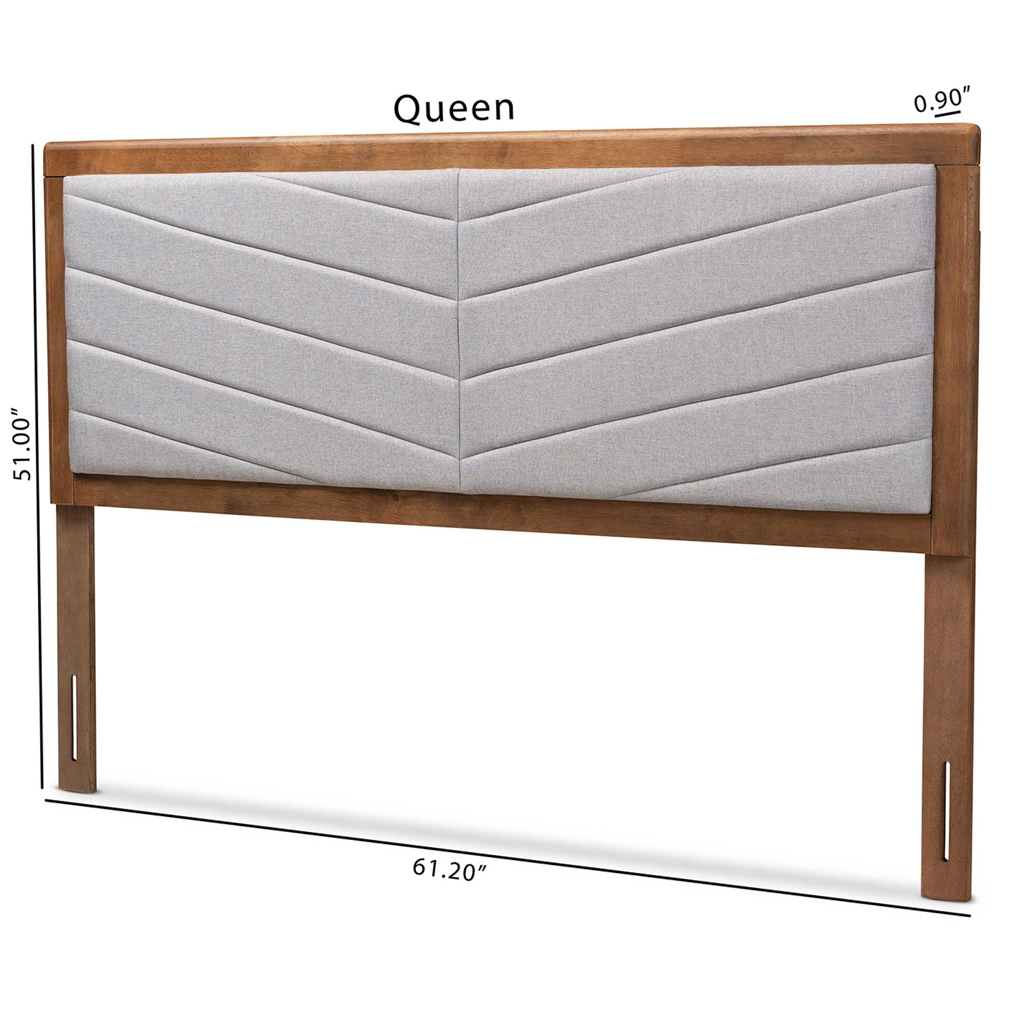 Iden Modern and Contemporary Light Fabric Upholstered and Finished Wood Headboard