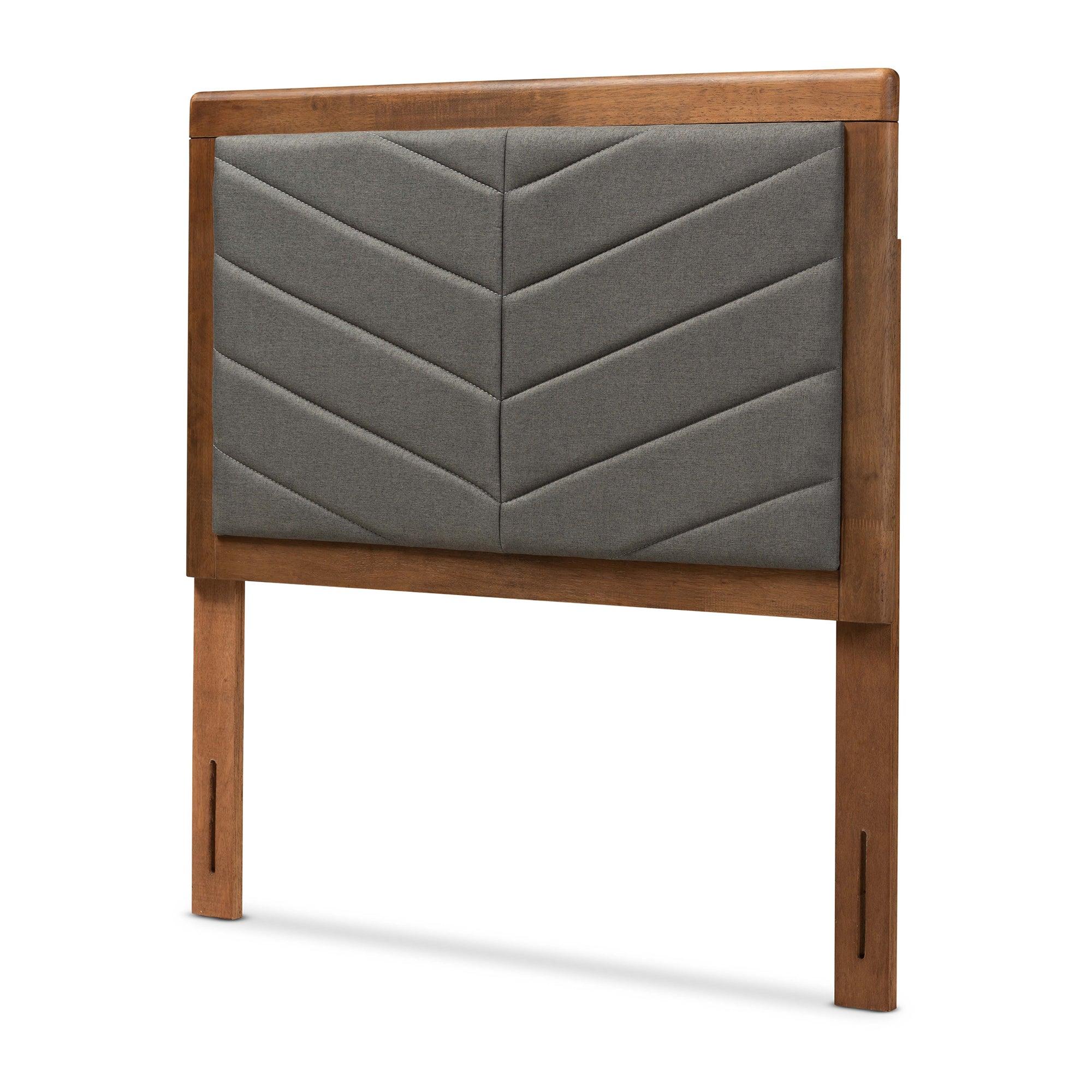 Iden Modern and Contemporary Dark Fabric Upholstered and Finished Wood Headboard