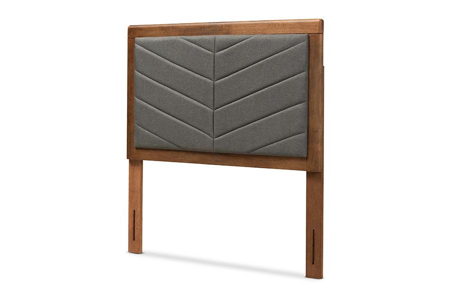 Iden Modern and Contemporary Dark Fabric Upholstered and Finished Wood Headboard