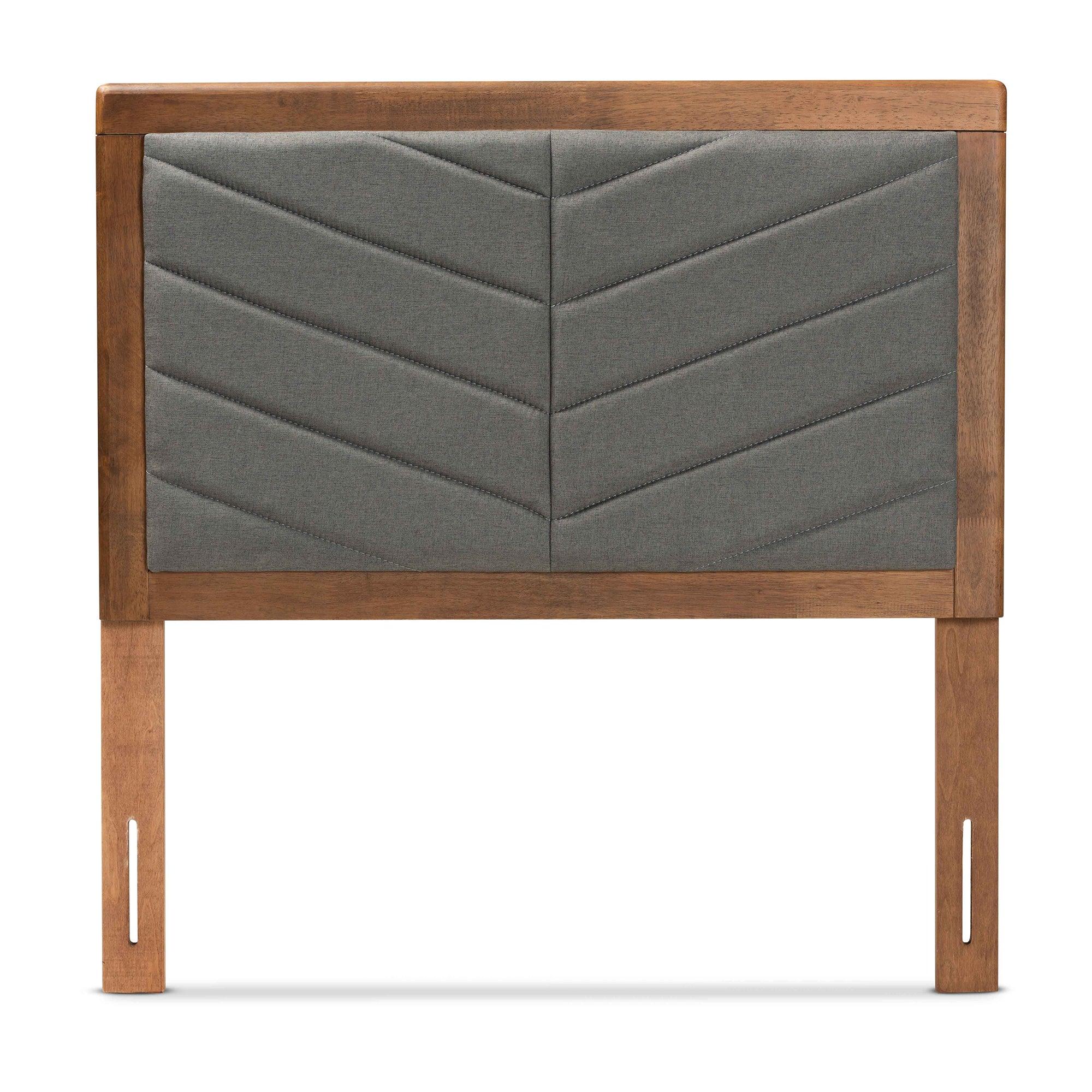 Iden Modern and Contemporary Dark Fabric Upholstered and Finished Wood Headboard