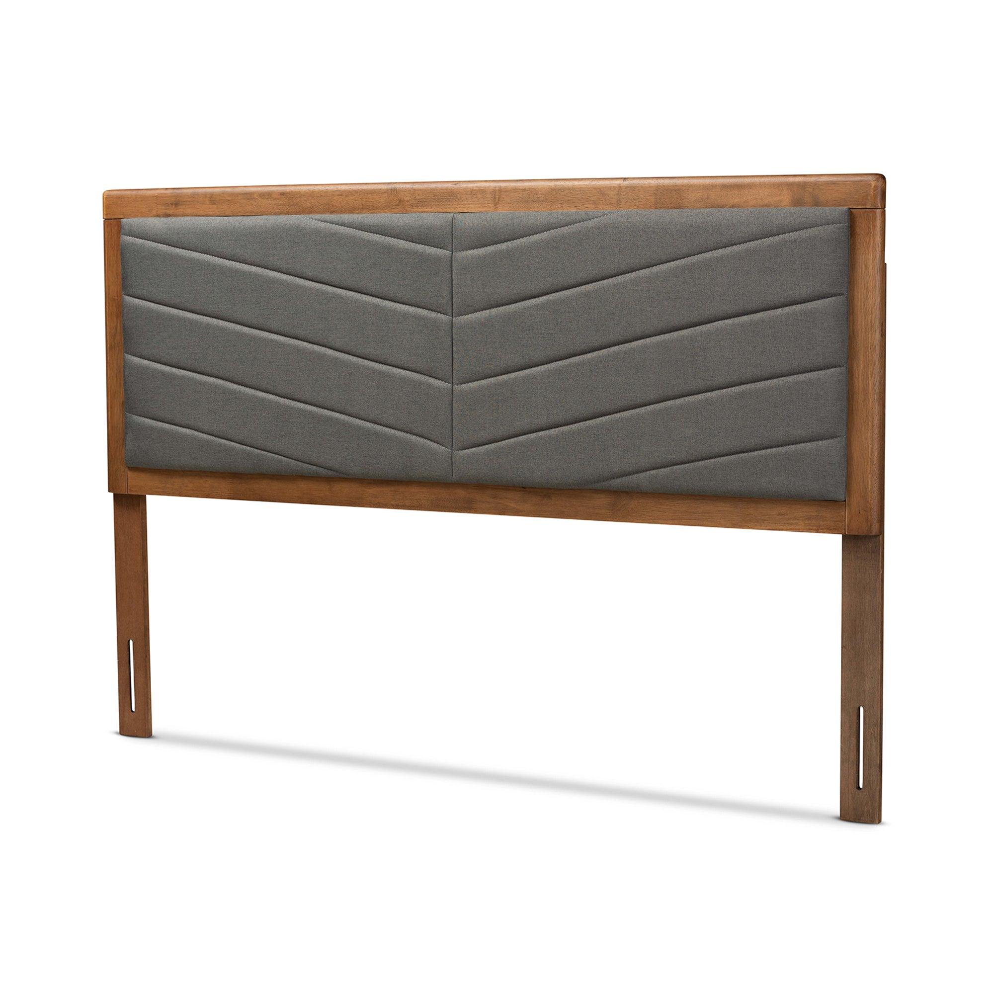 Iden Modern and Contemporary Dark Fabric Upholstered and Finished Wood Headboard