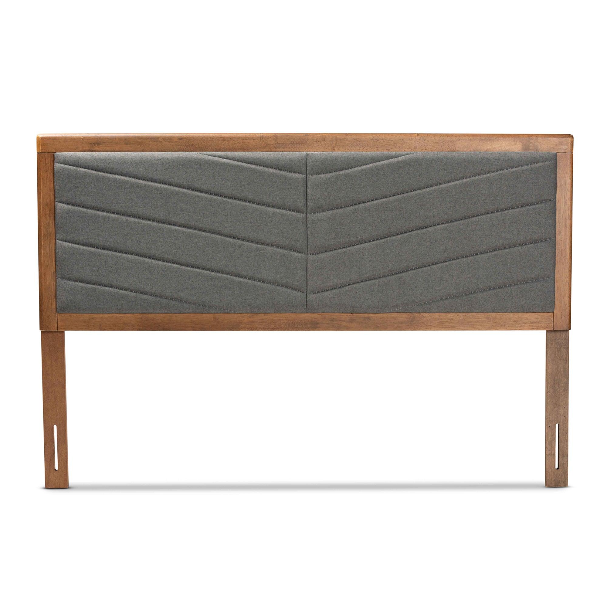 Iden Modern and Contemporary Dark Fabric Upholstered and Finished Wood Headboard