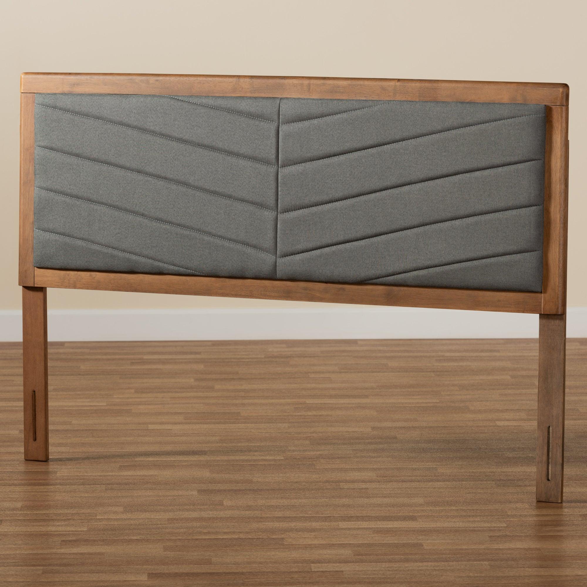 Iden Modern and Contemporary Dark Fabric Upholstered and Finished Wood Headboard