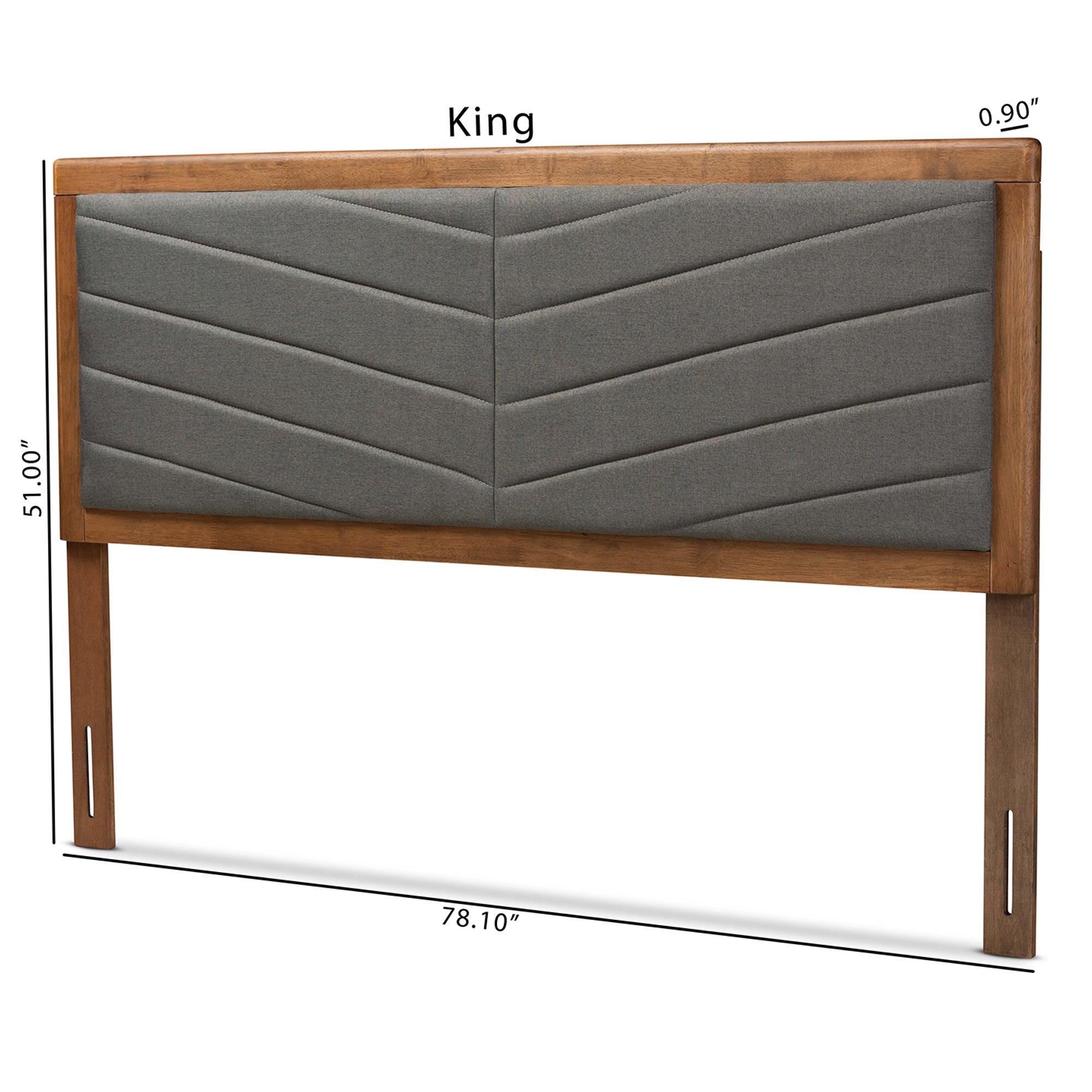 Iden Modern and Contemporary Dark Fabric Upholstered and Finished Wood Headboard