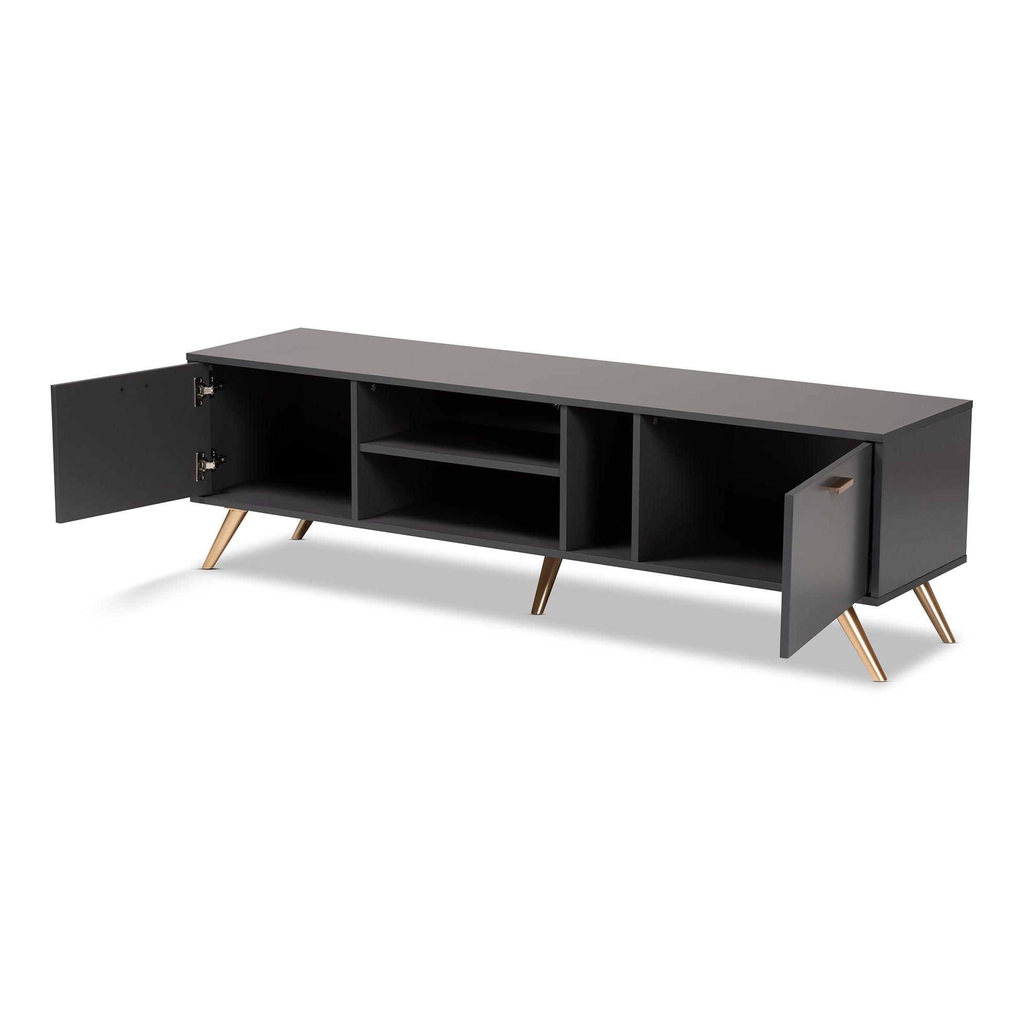 Kelson Modern and Contemporary Dark and Finished Wood TV Stand