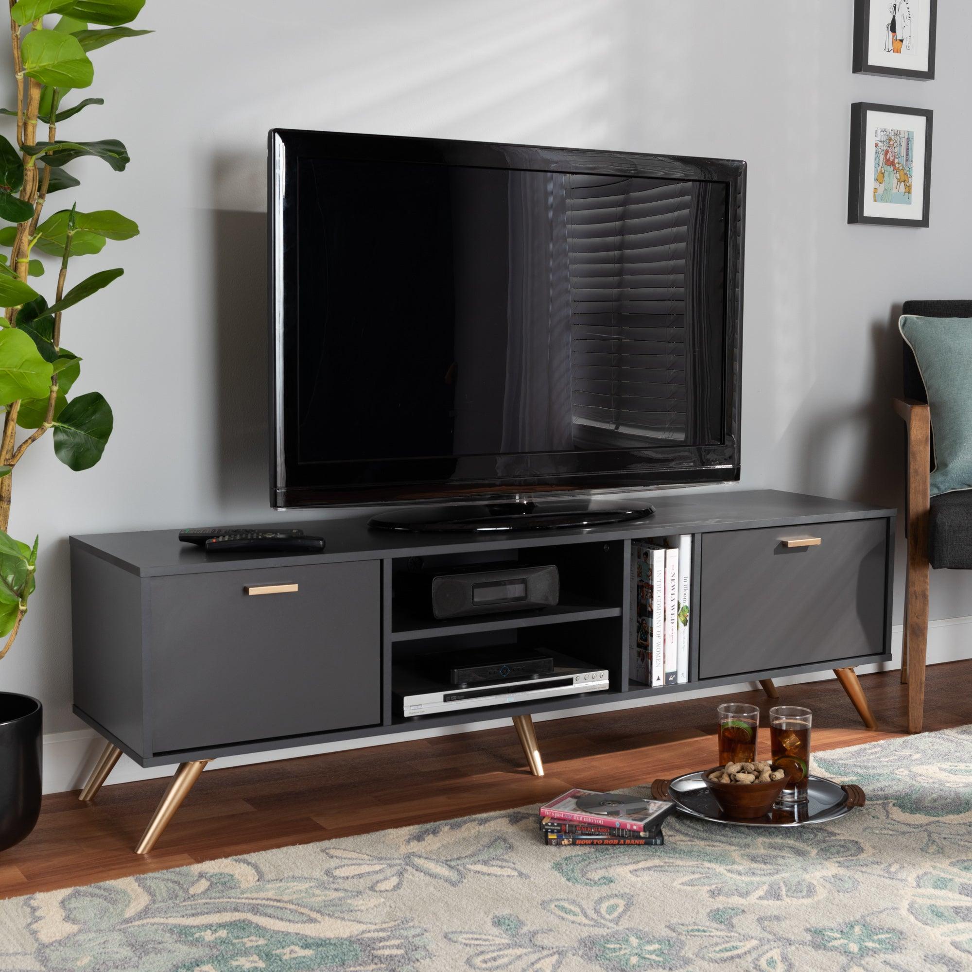 Kelson Modern and Contemporary Dark and Finished Wood TV Stand