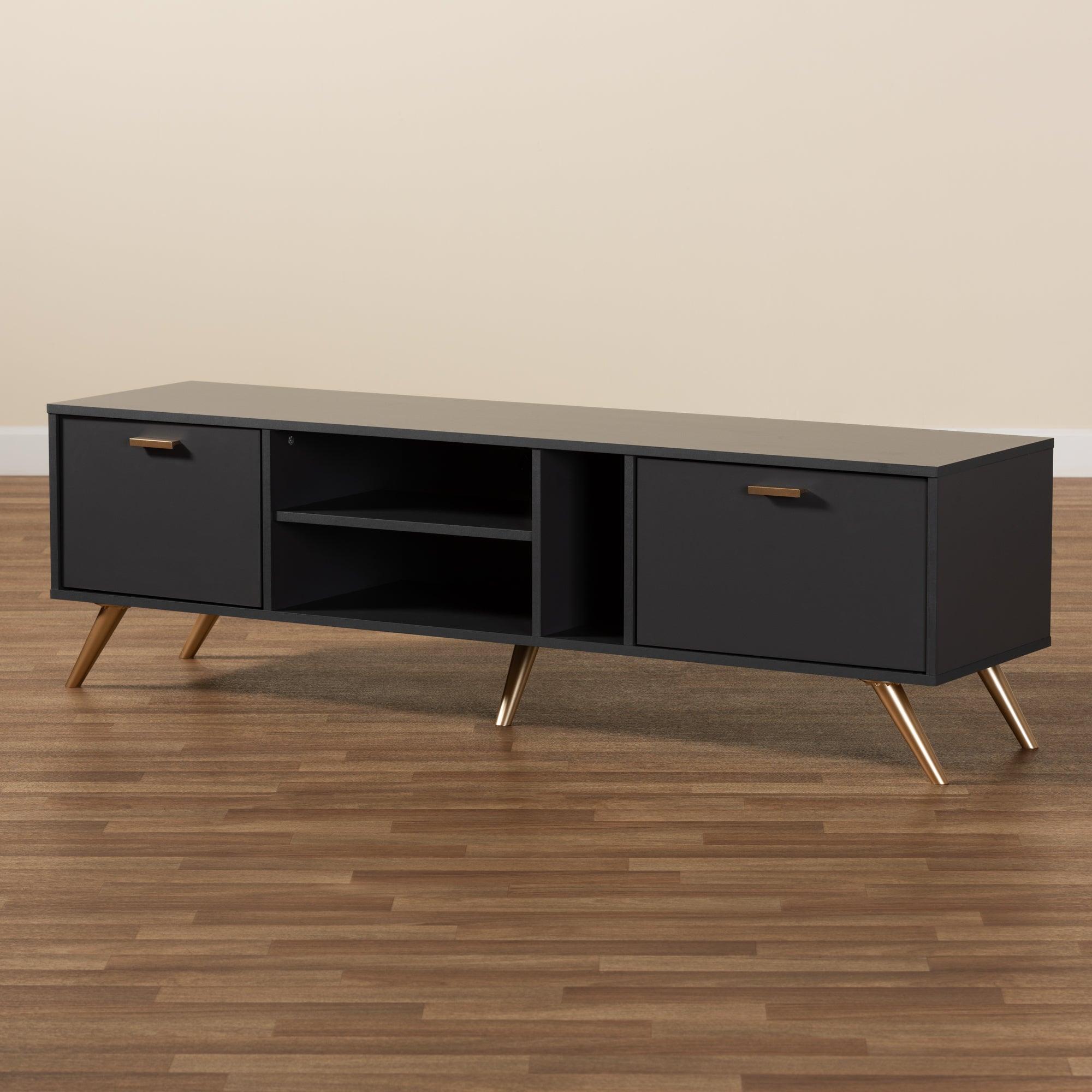 Kelson Modern and Contemporary Dark and Finished Wood TV Stand