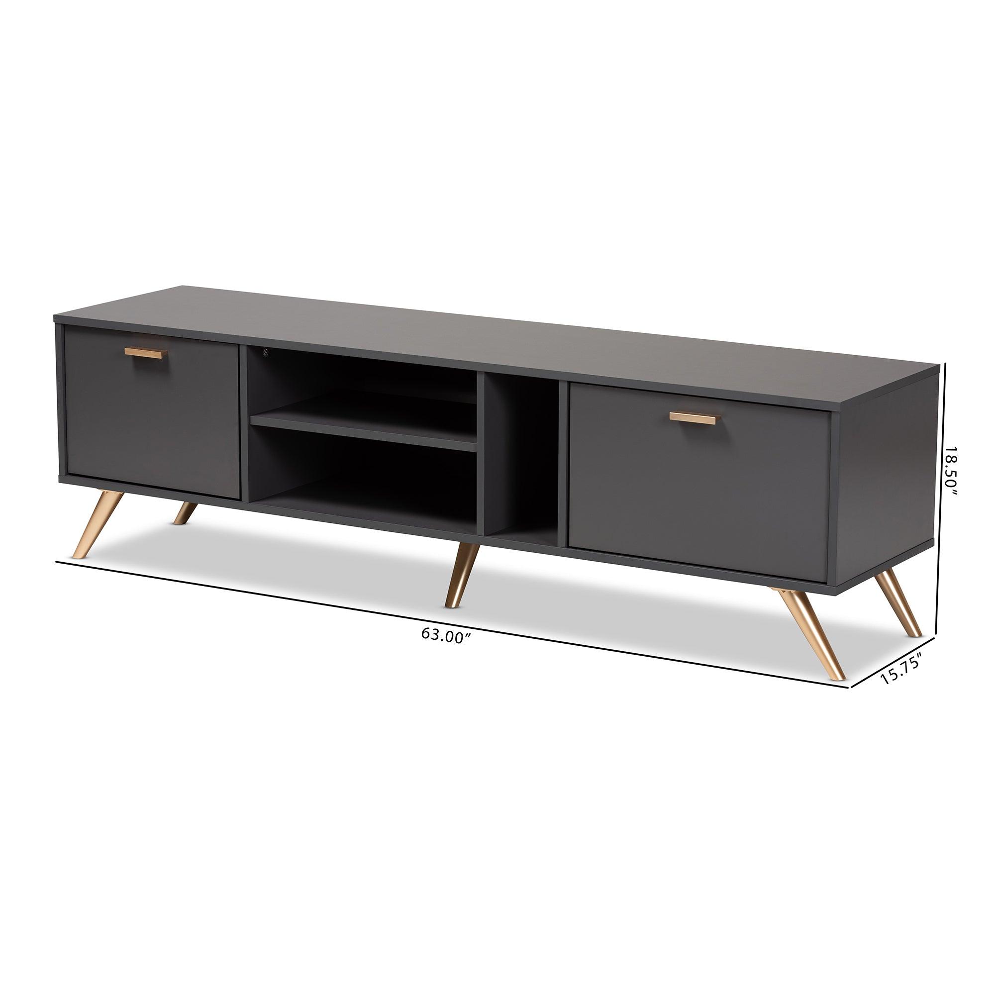 Kelson Modern and Contemporary Dark and Finished Wood TV Stand