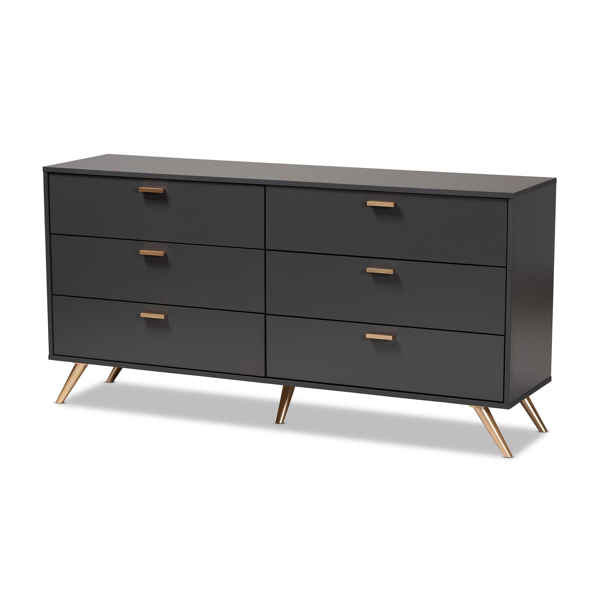 Kelson Modern and Contemporary Dark and Finished Wood 6-Drawer Dresser