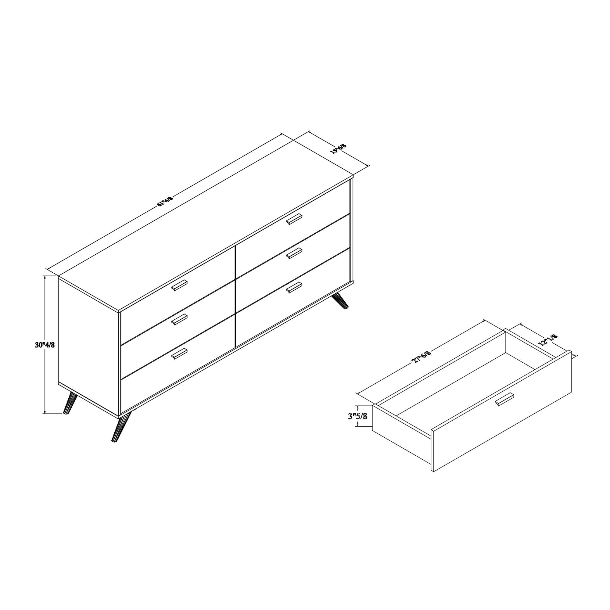 Kelson Modern and Contemporary Dark and Finished Wood 6-Drawer Dresser