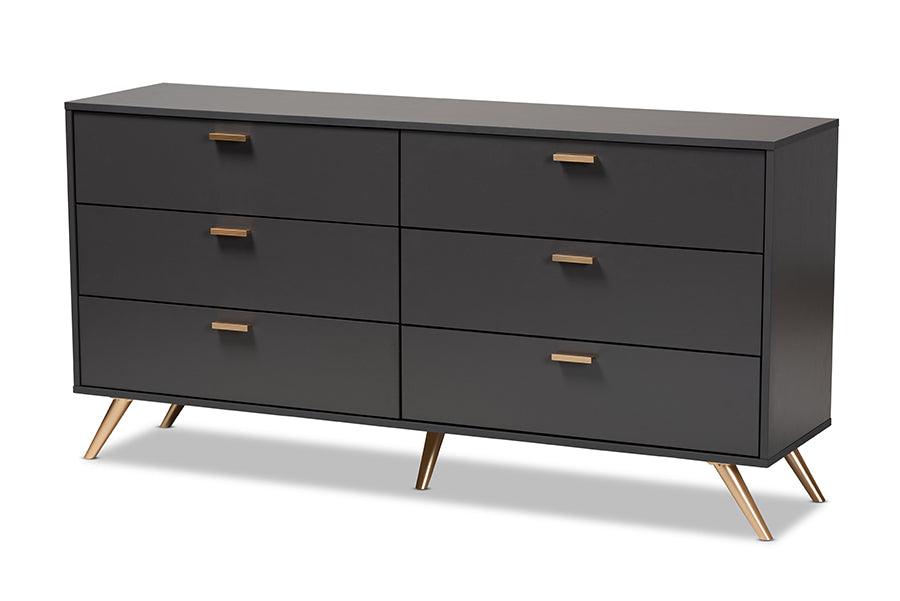 Kelson Modern and Contemporary Dark and Finished Wood 6-Drawer Dresser