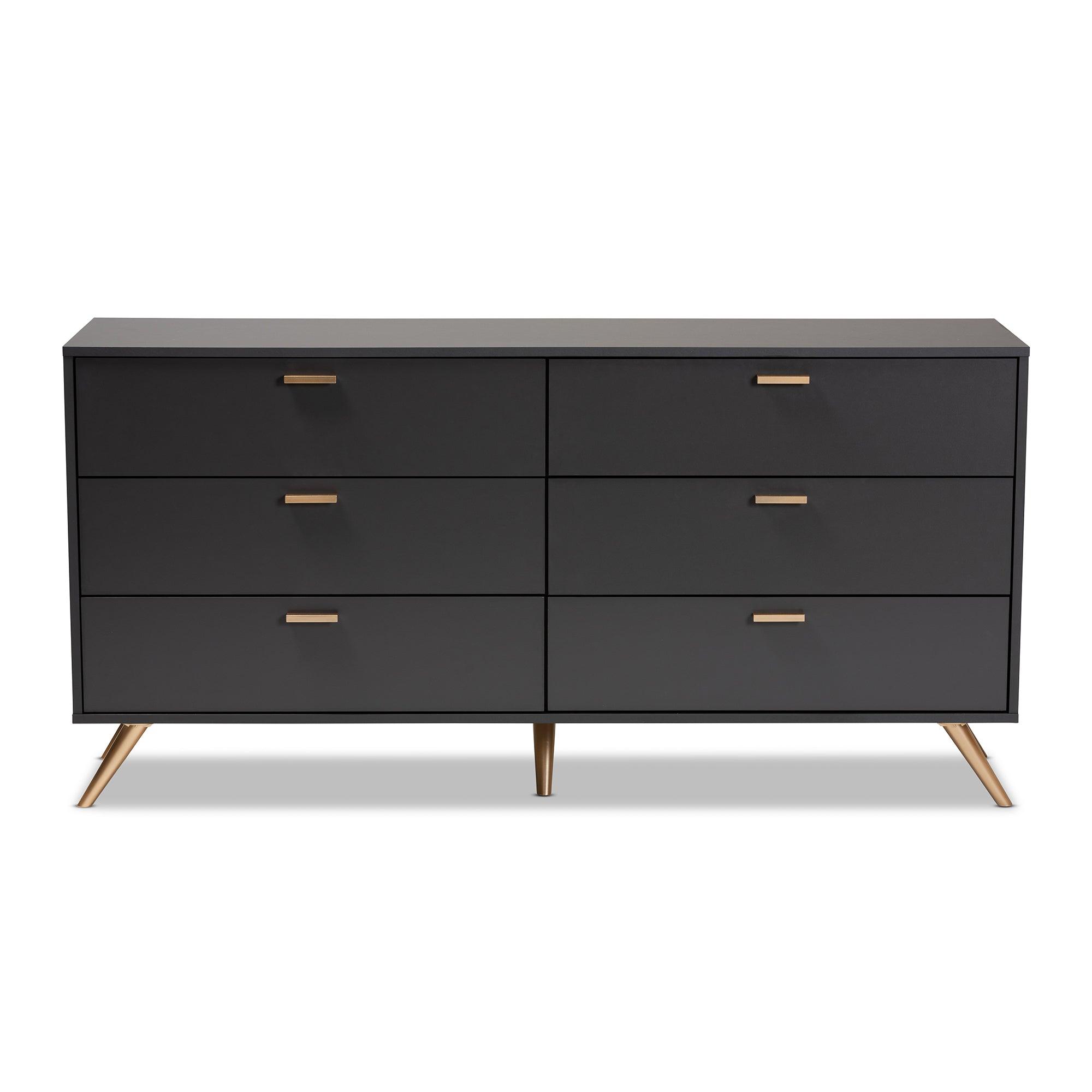 Kelson Modern and Contemporary Dark and Finished Wood 6-Drawer Dresser