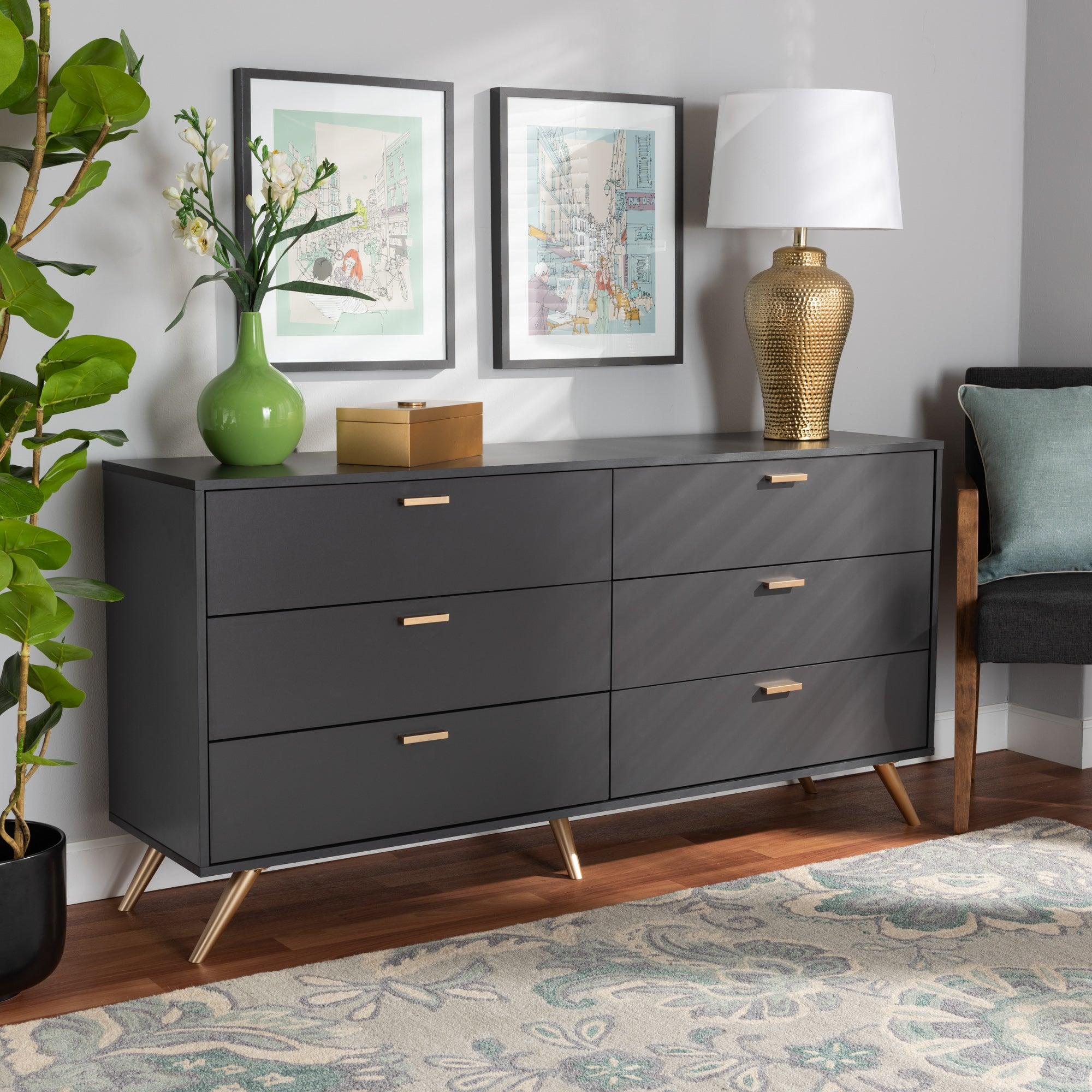 Kelson Modern and Contemporary Dark and Finished Wood 6-Drawer Dresser