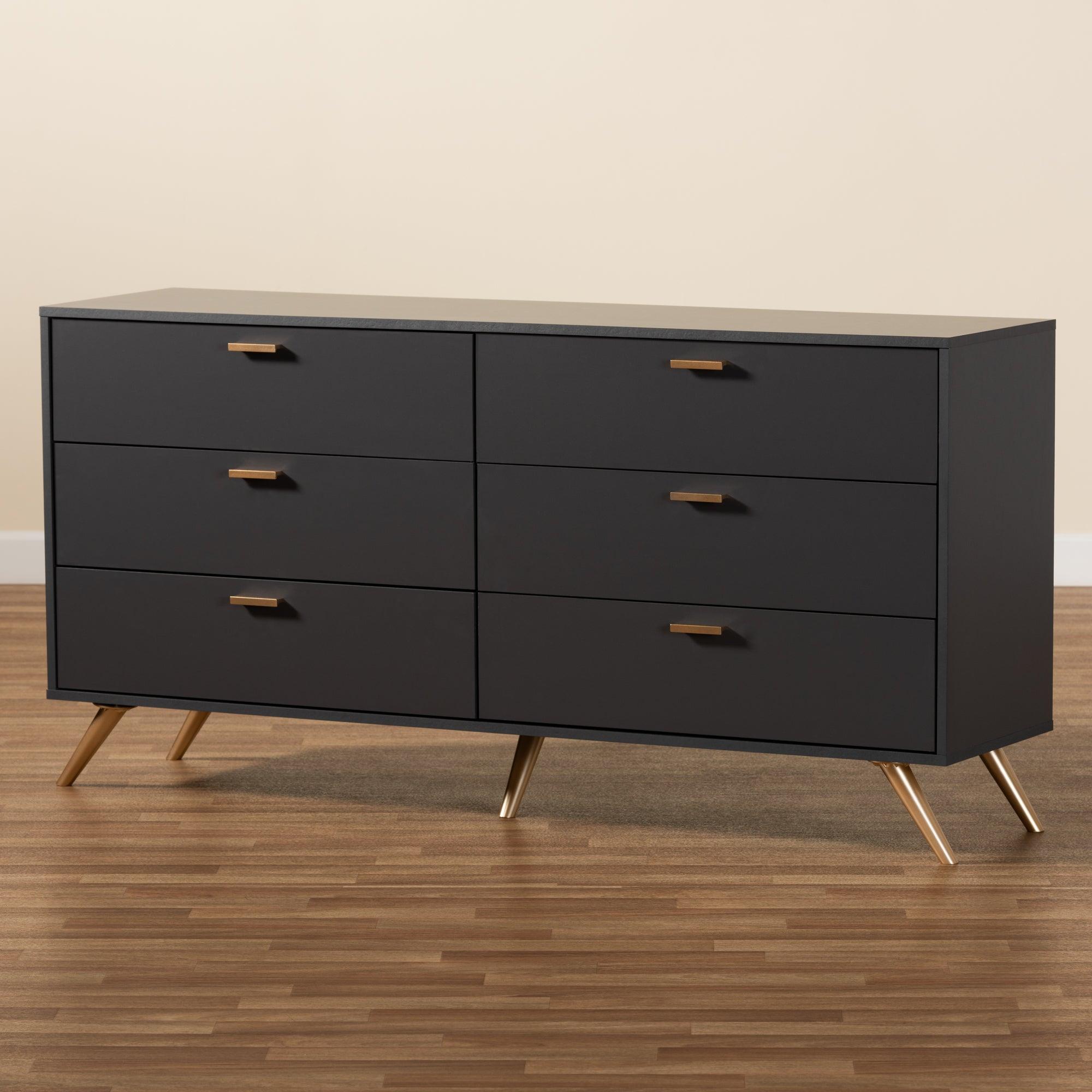 Kelson Modern and Contemporary Dark and Finished Wood 6-Drawer Dresser